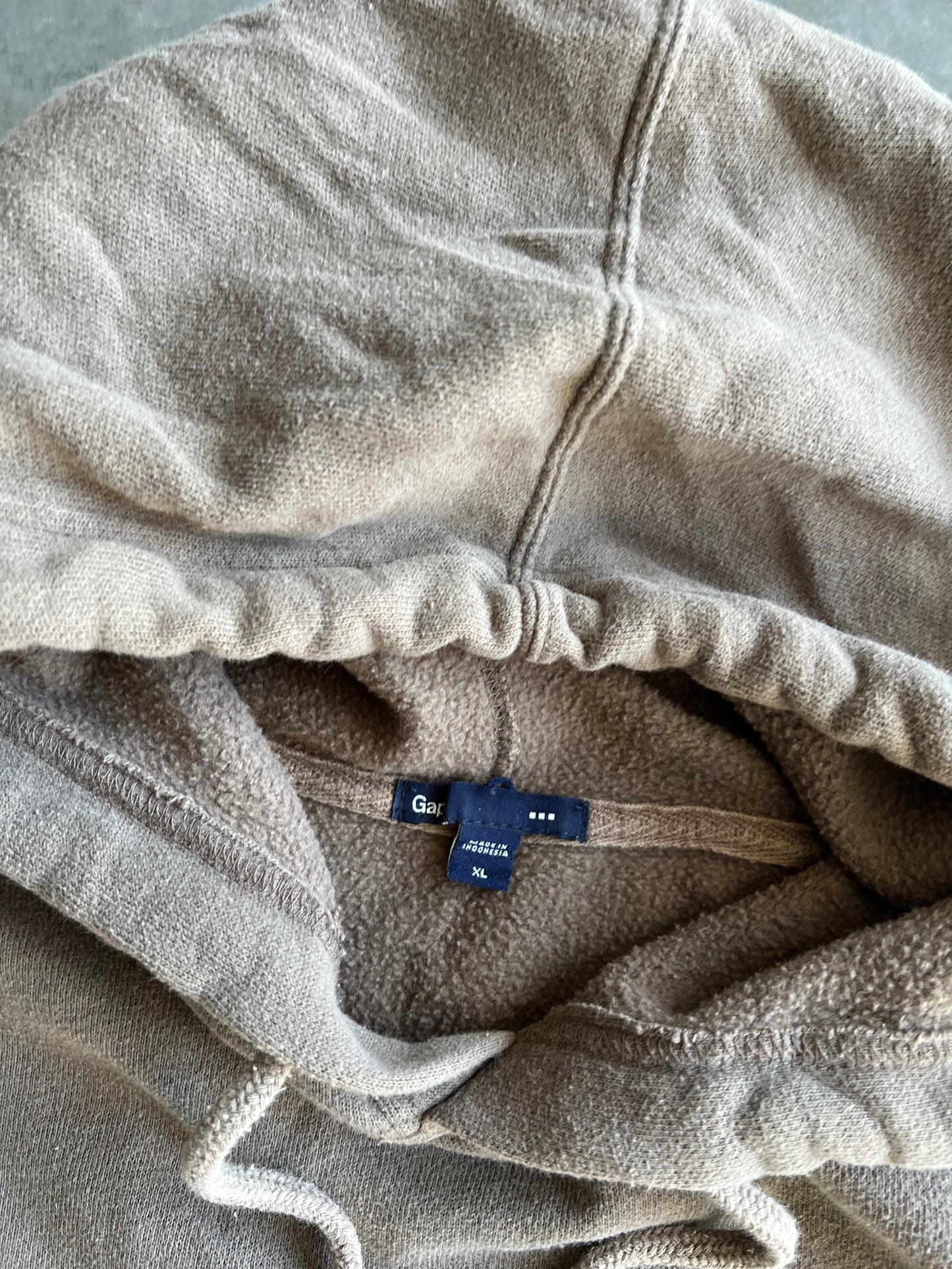 Vintage Brown Gap Spellout Hoodie - XL