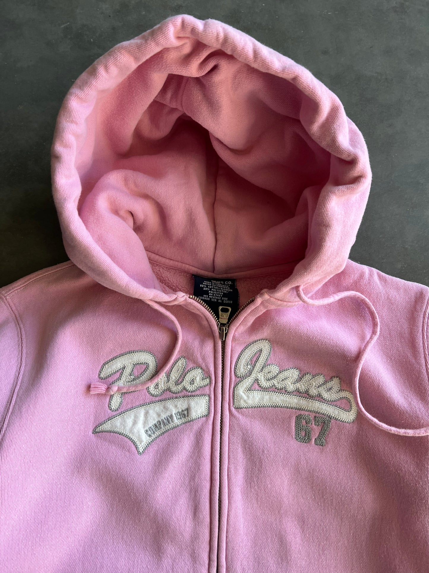 Vintage Pink Polo Zip Up Hoodie - M