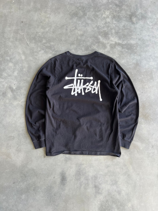 Vintage Black Stussy Longsleeve Shirt - M