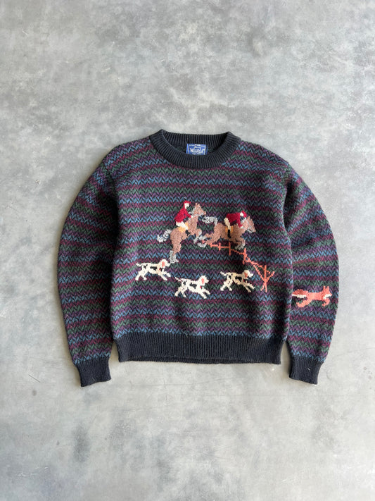 Vintage 80s Woolrich Horse Knit Sweater - M