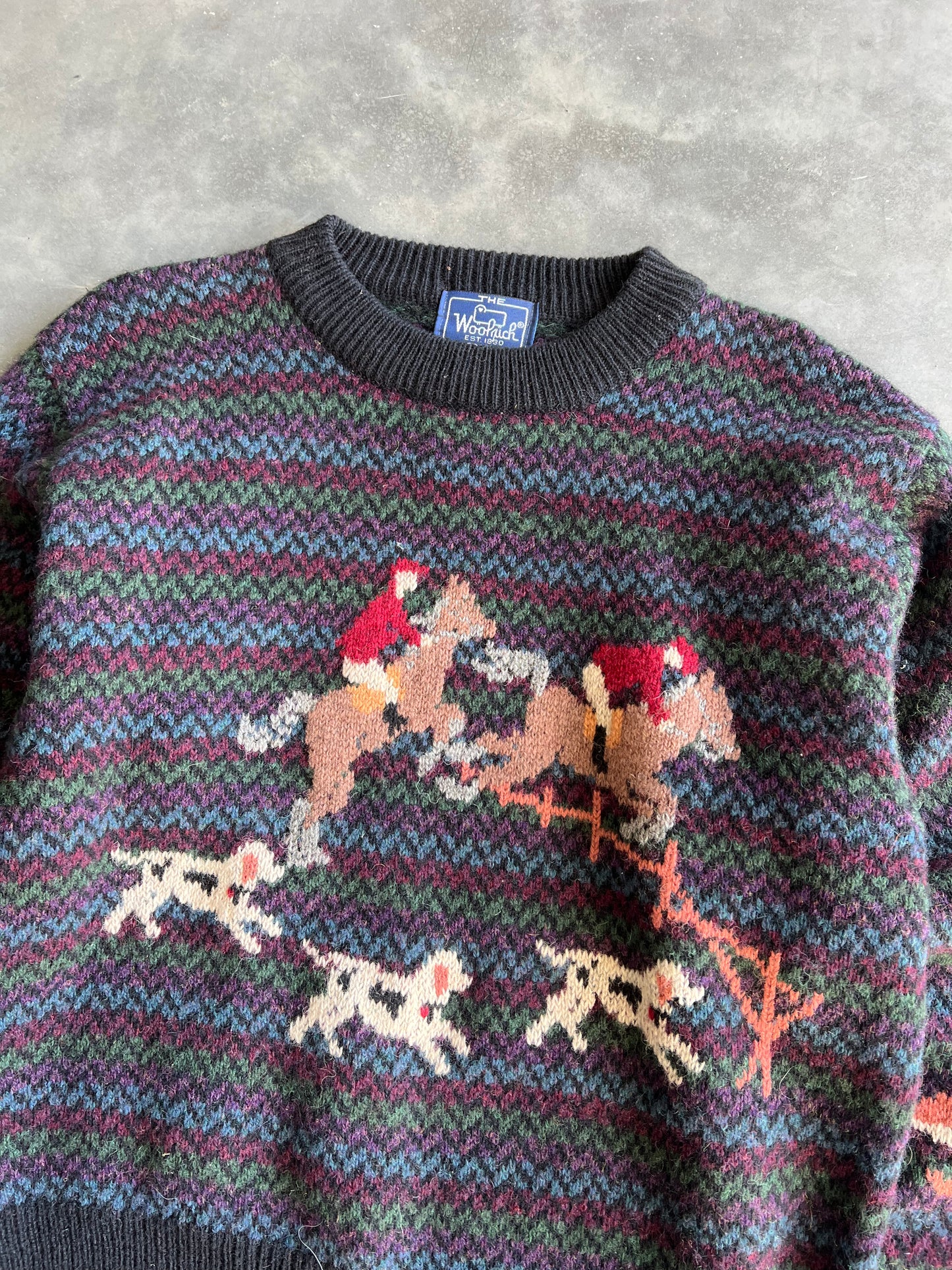 Vintage 80s Woolrich Horse Knit Sweater - M
