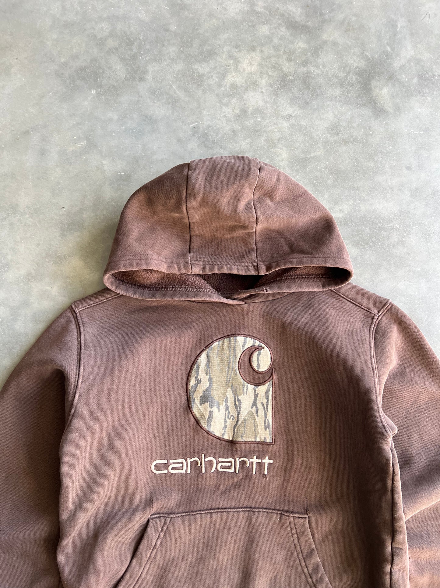 Vintage Brown Carhartt Logo Hoodie - M