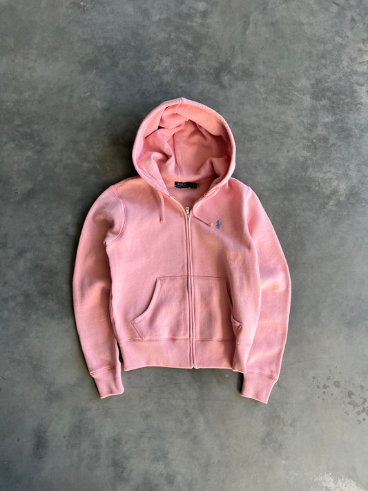 Vintage Pink Polo Zip Up Hoodie - S