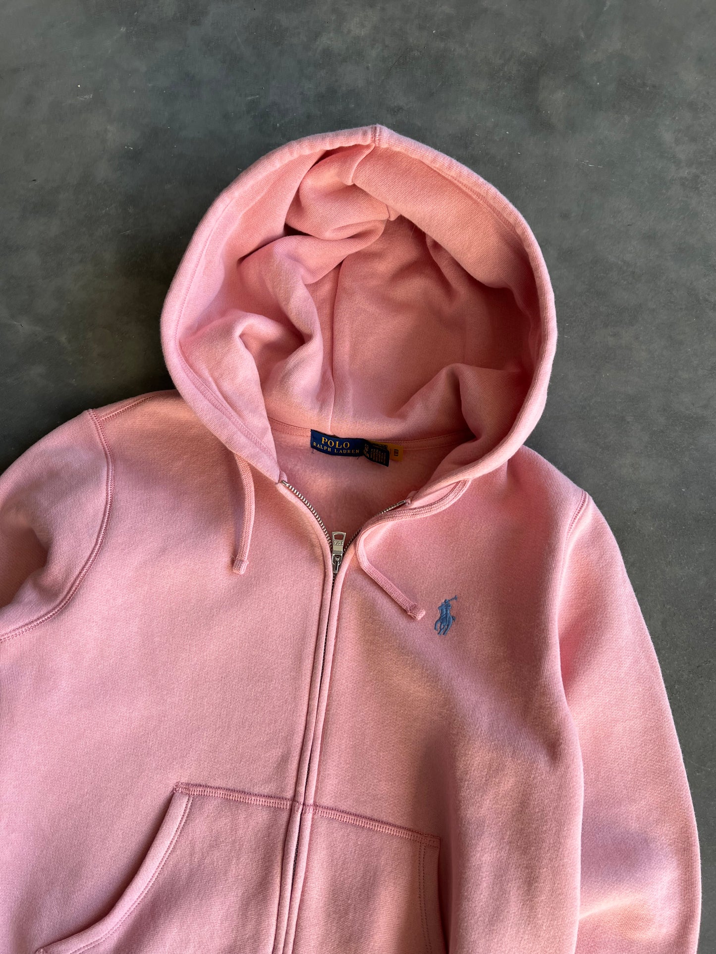 Vintage Pink Polo Zip Up Hoodie - S