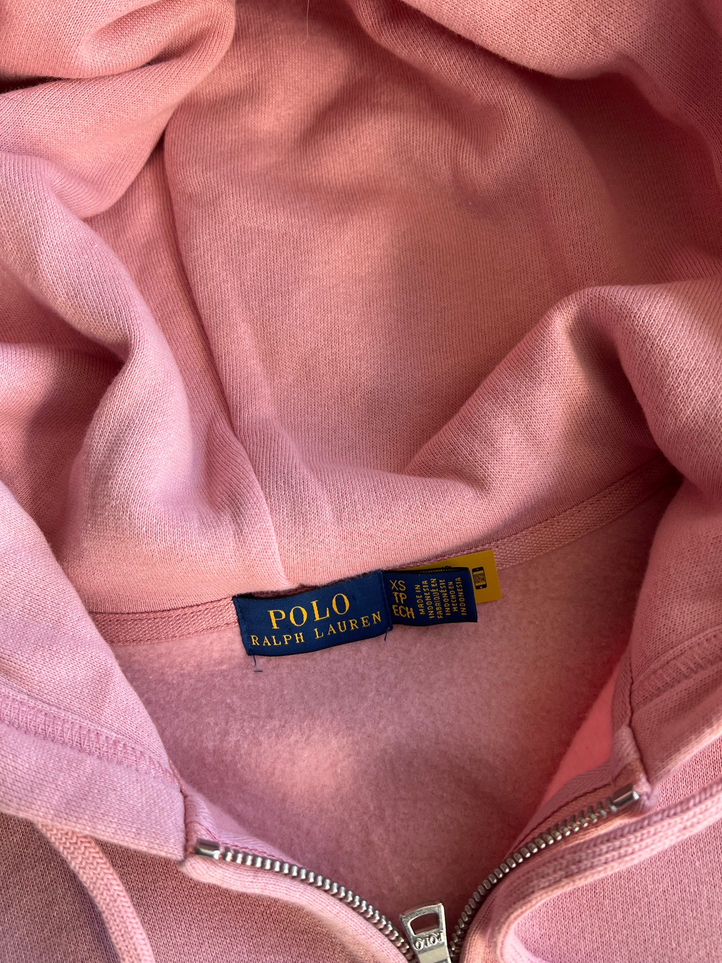 Vintage Pink Polo Zip Up Hoodie - S