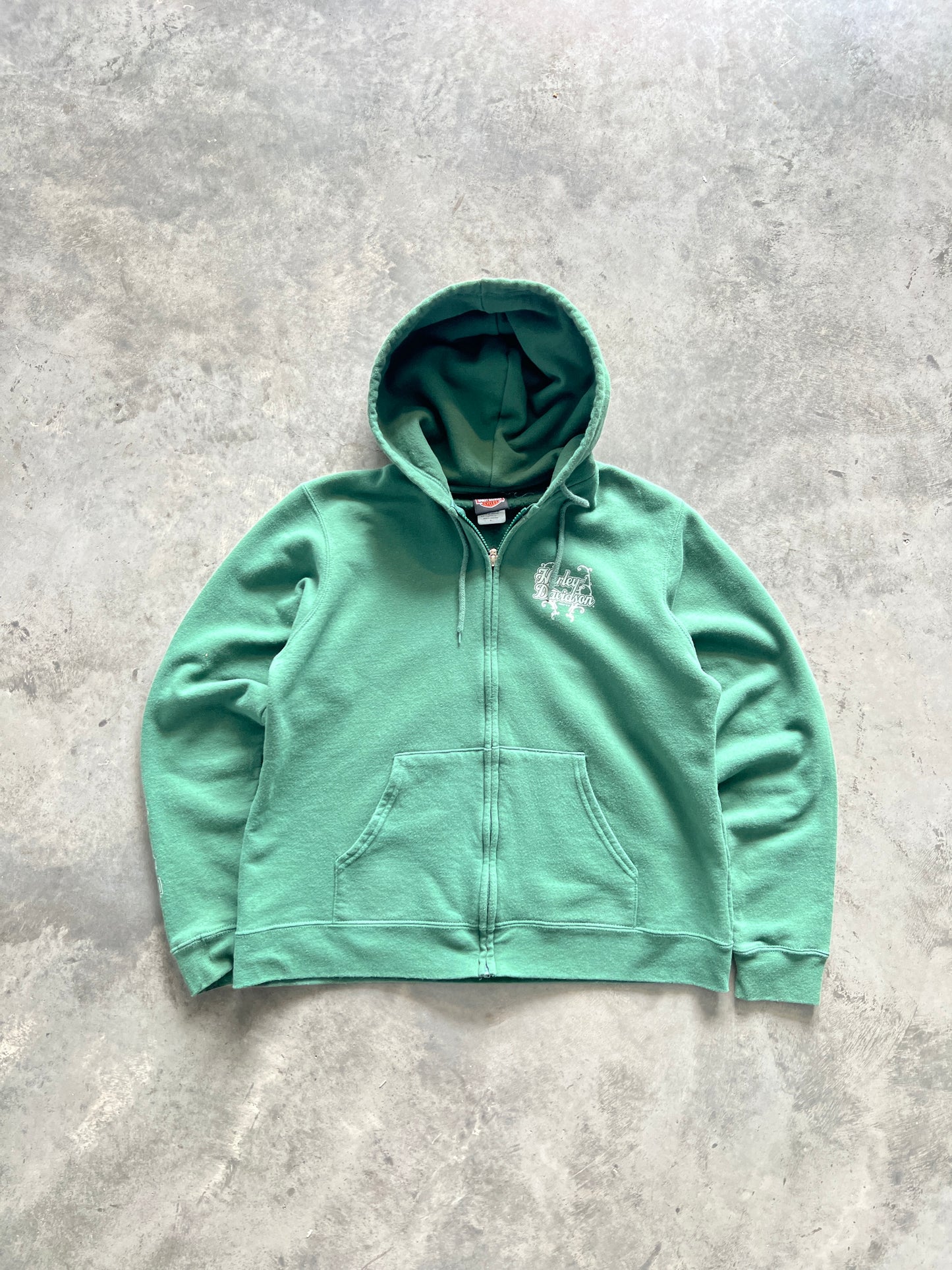 Vintage Green Womans Harley Hoodie - S
