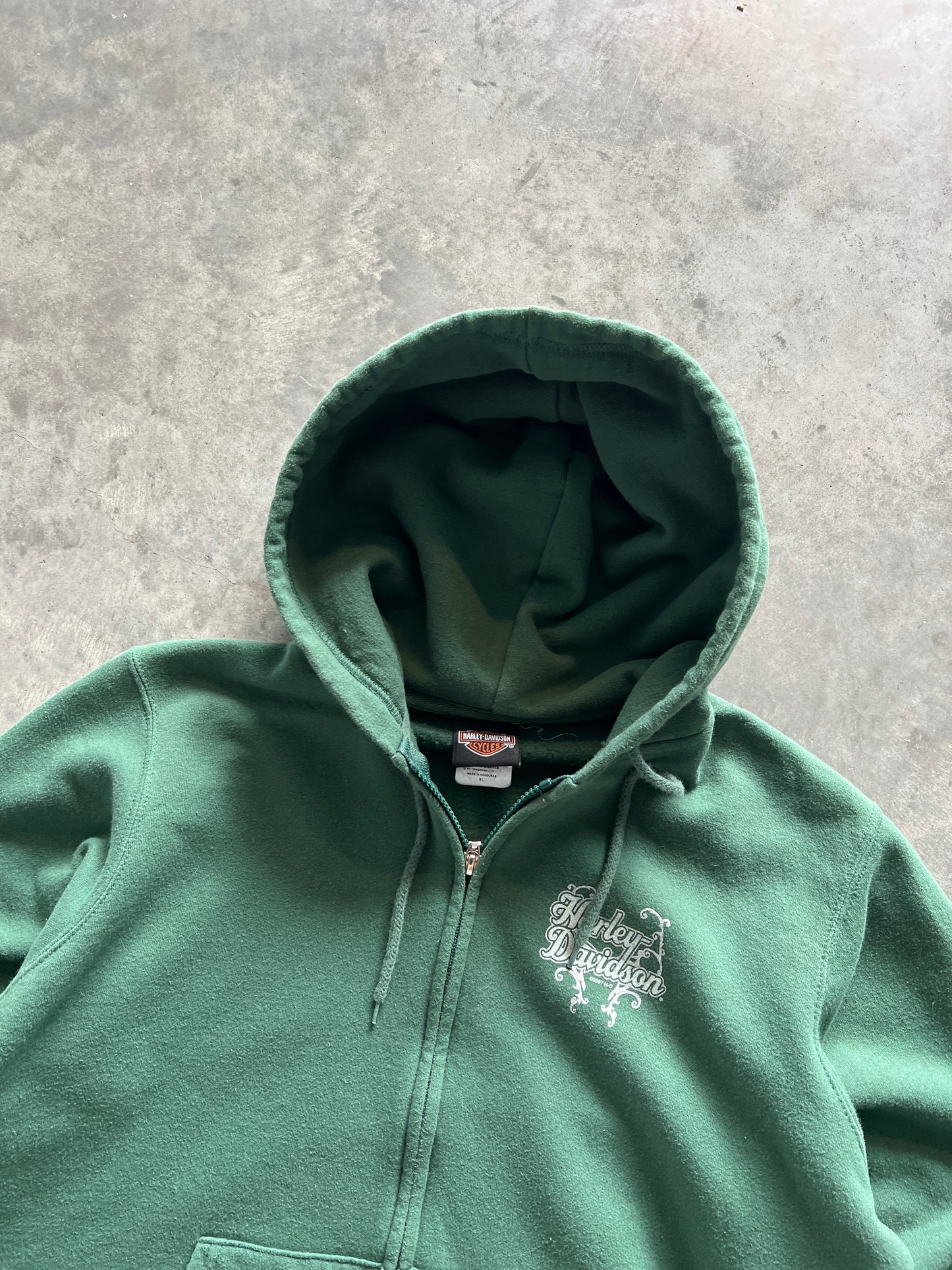 Vintage Green Womans Harley Hoodie - S