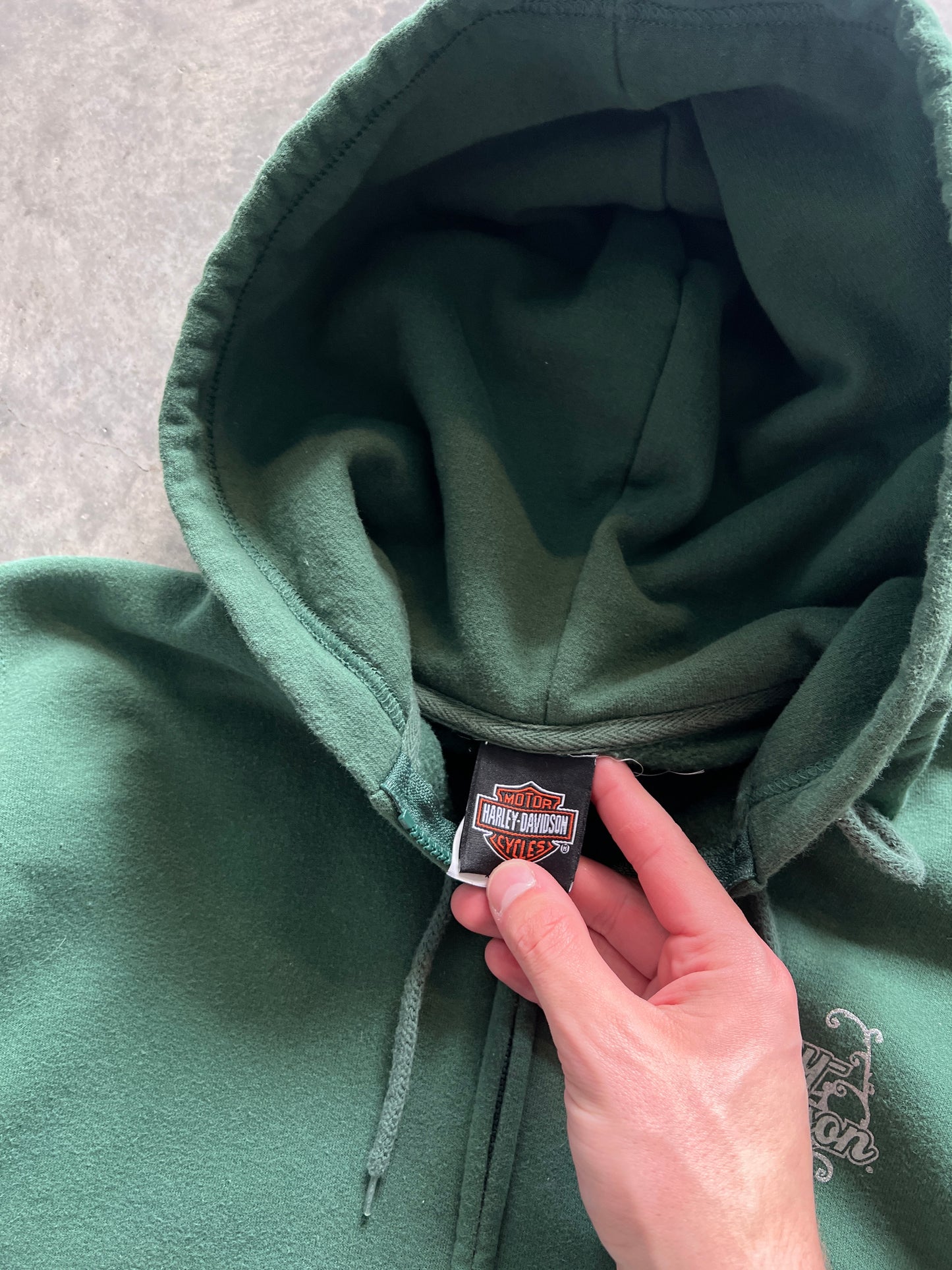 Vintage Green Womans Harley Hoodie - S