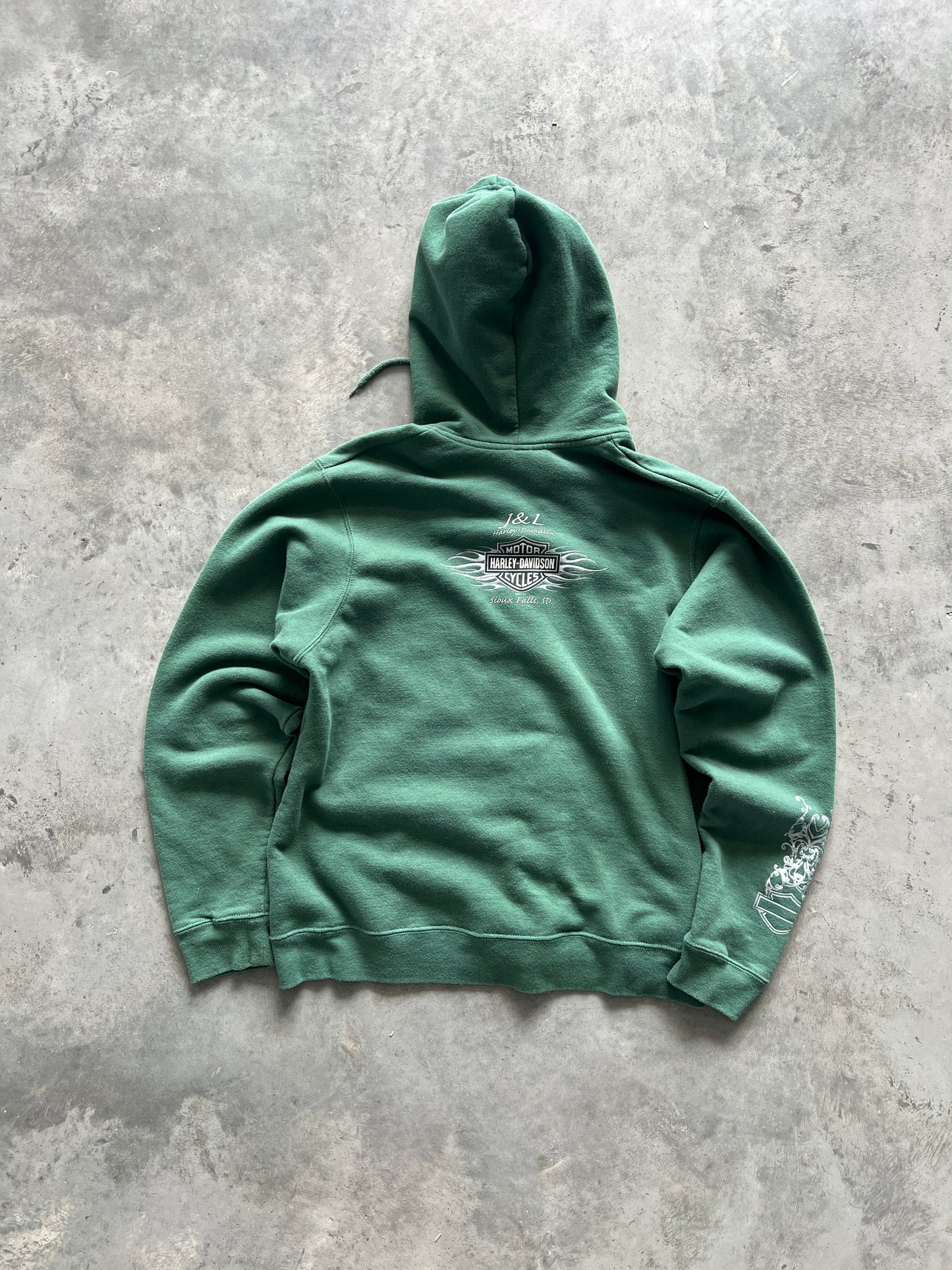 Vintage Green Womans Harley Hoodie - S