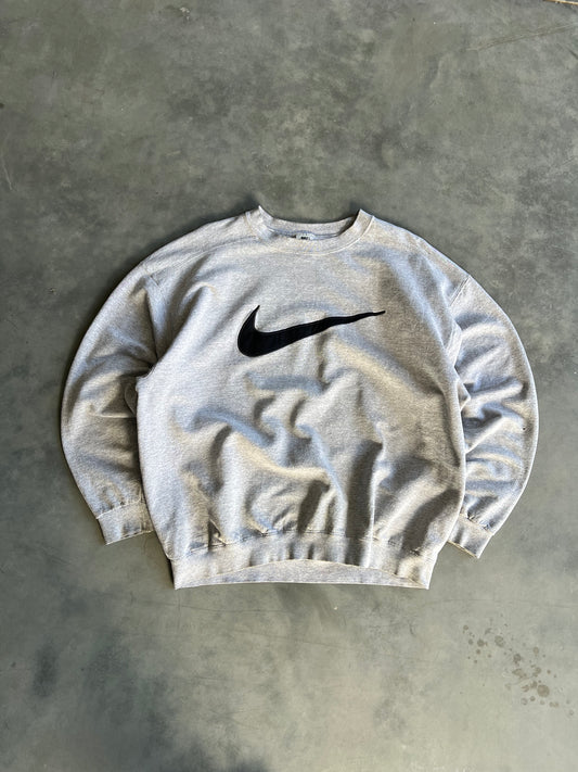 Vintage Grey Nike Swoosh Crew - L