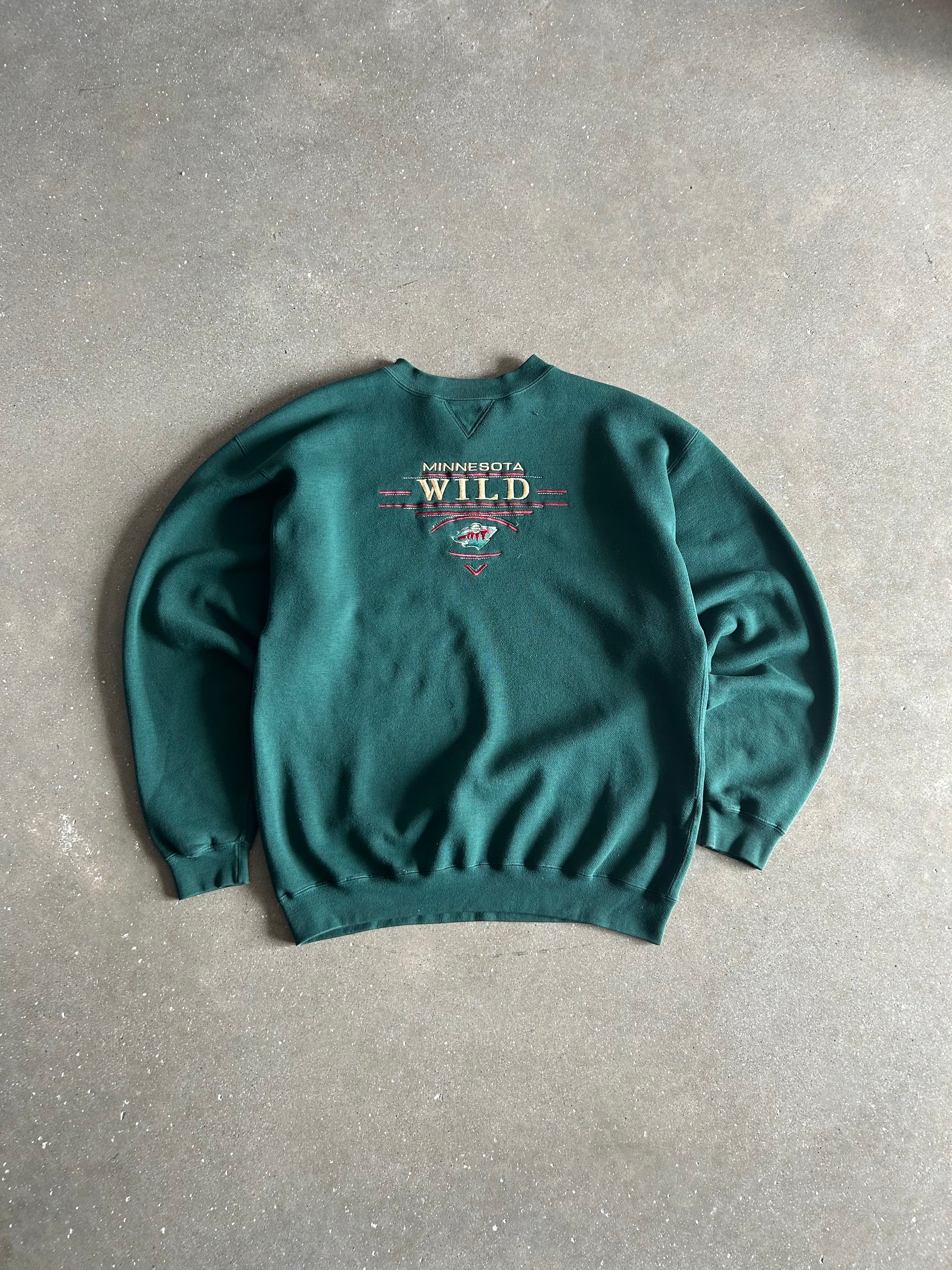 Vintage Green Minnesota Wild Crew - L