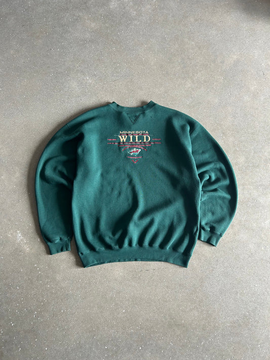 Vintage Green Minnesota Wild Crew - L