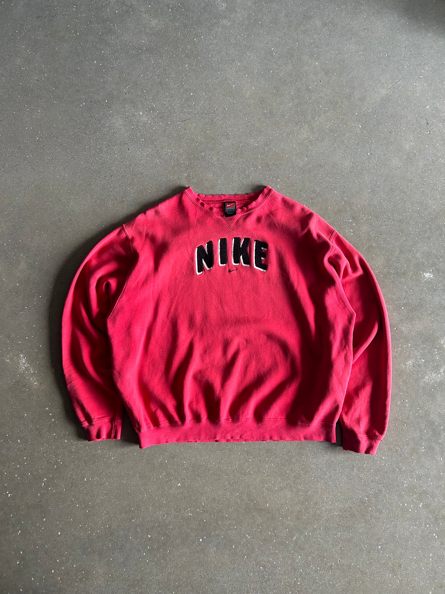 Vintage Red Nike Spellout Crew - XL