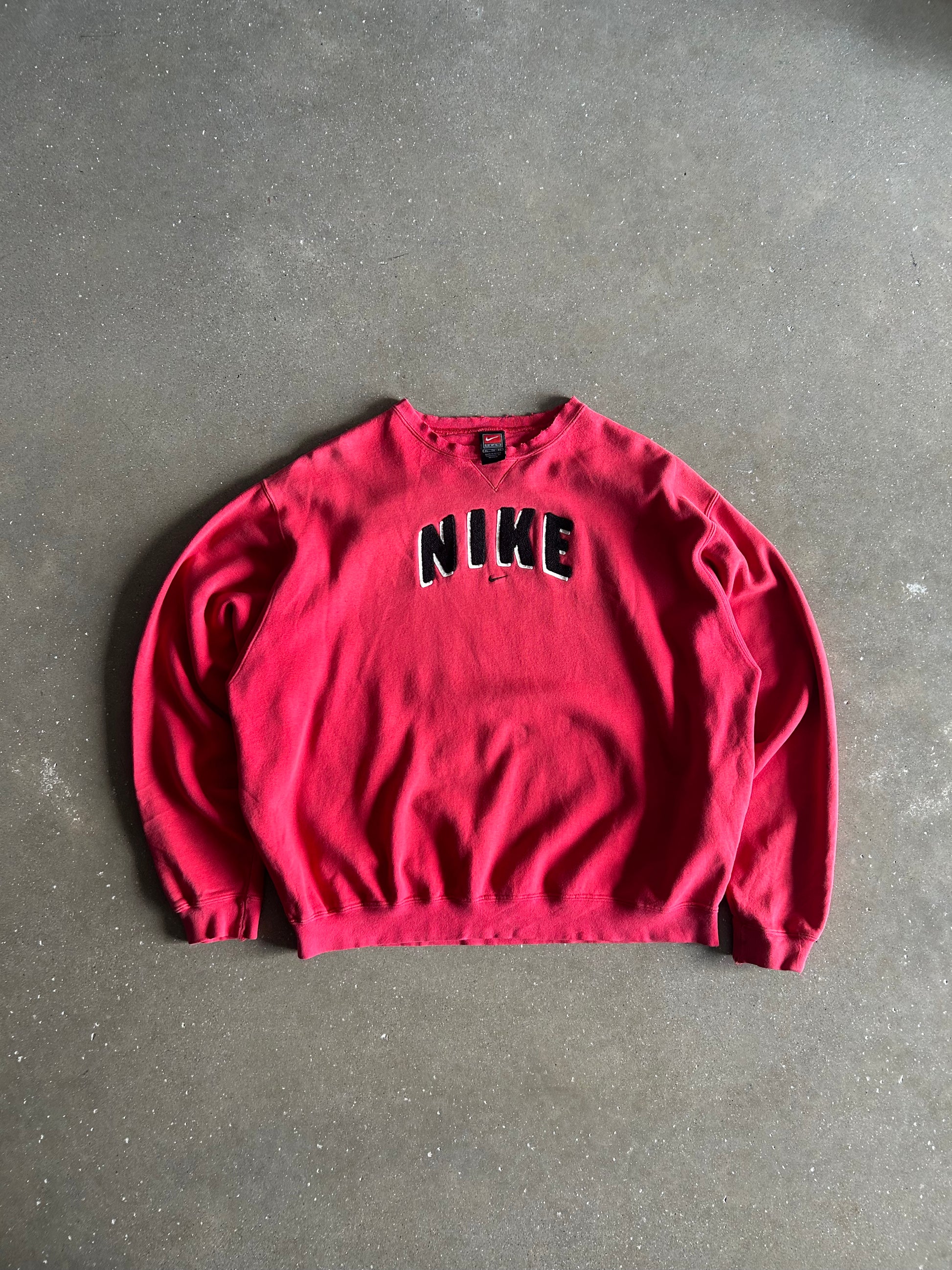 Vintage Red Nike Spellout Crew - XL