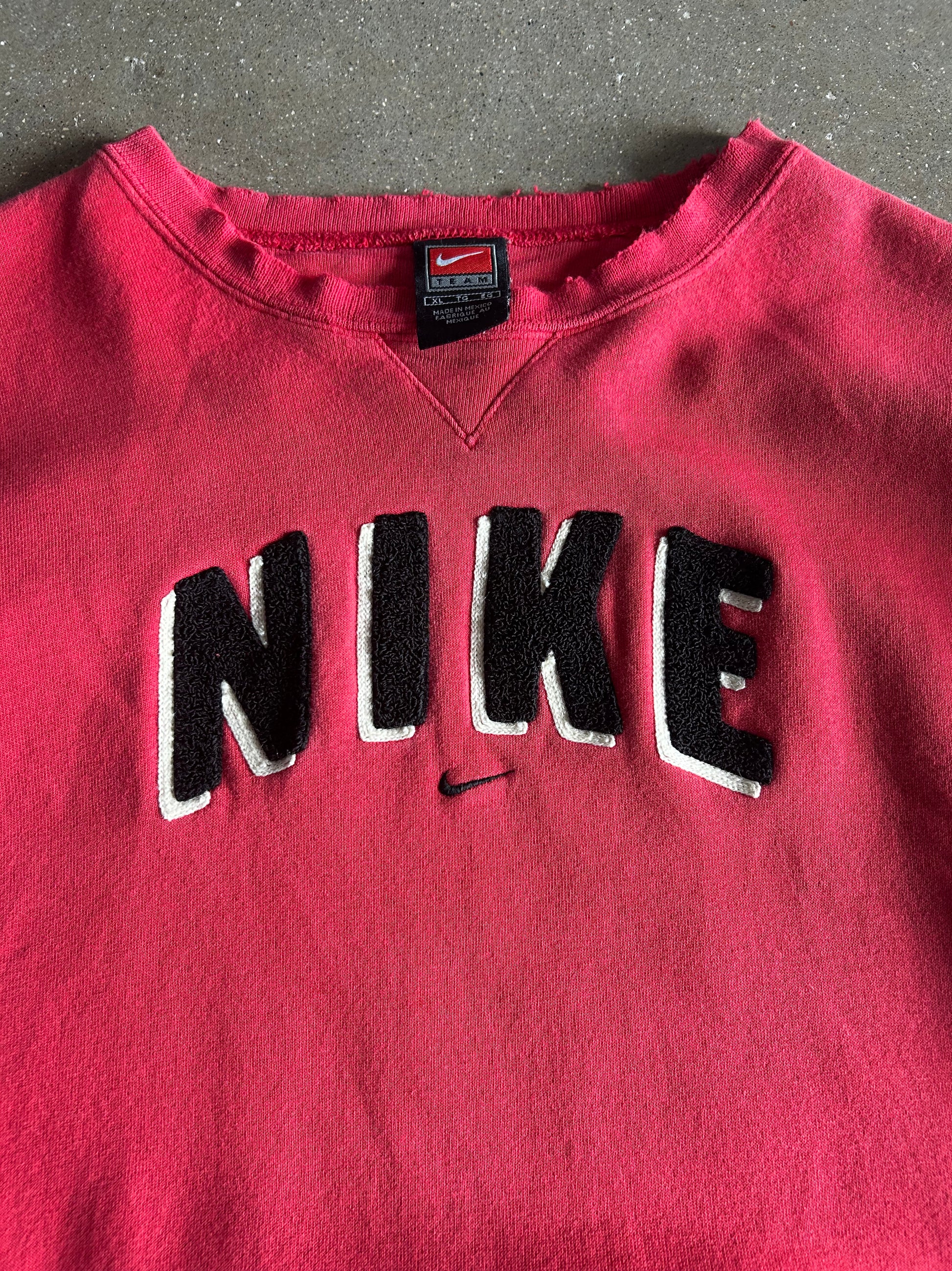 Vintage Red Nike Spellout Crew - XL