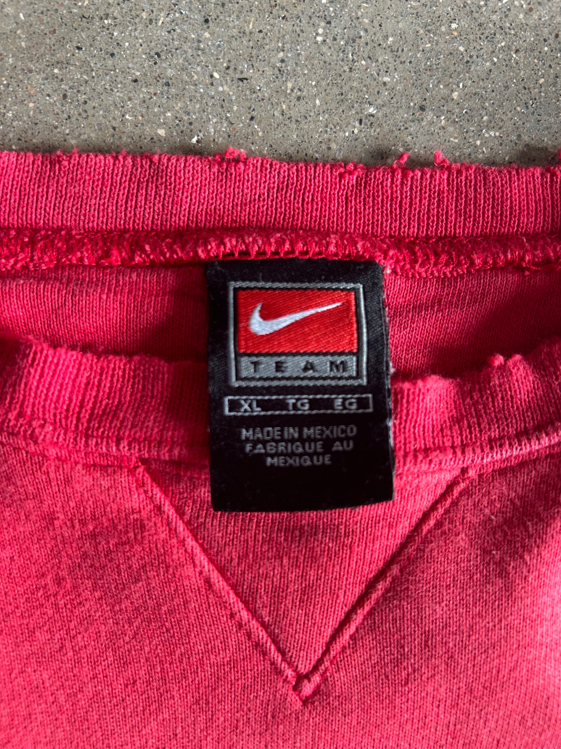 Vintage Red Nike Spellout Crew - XL