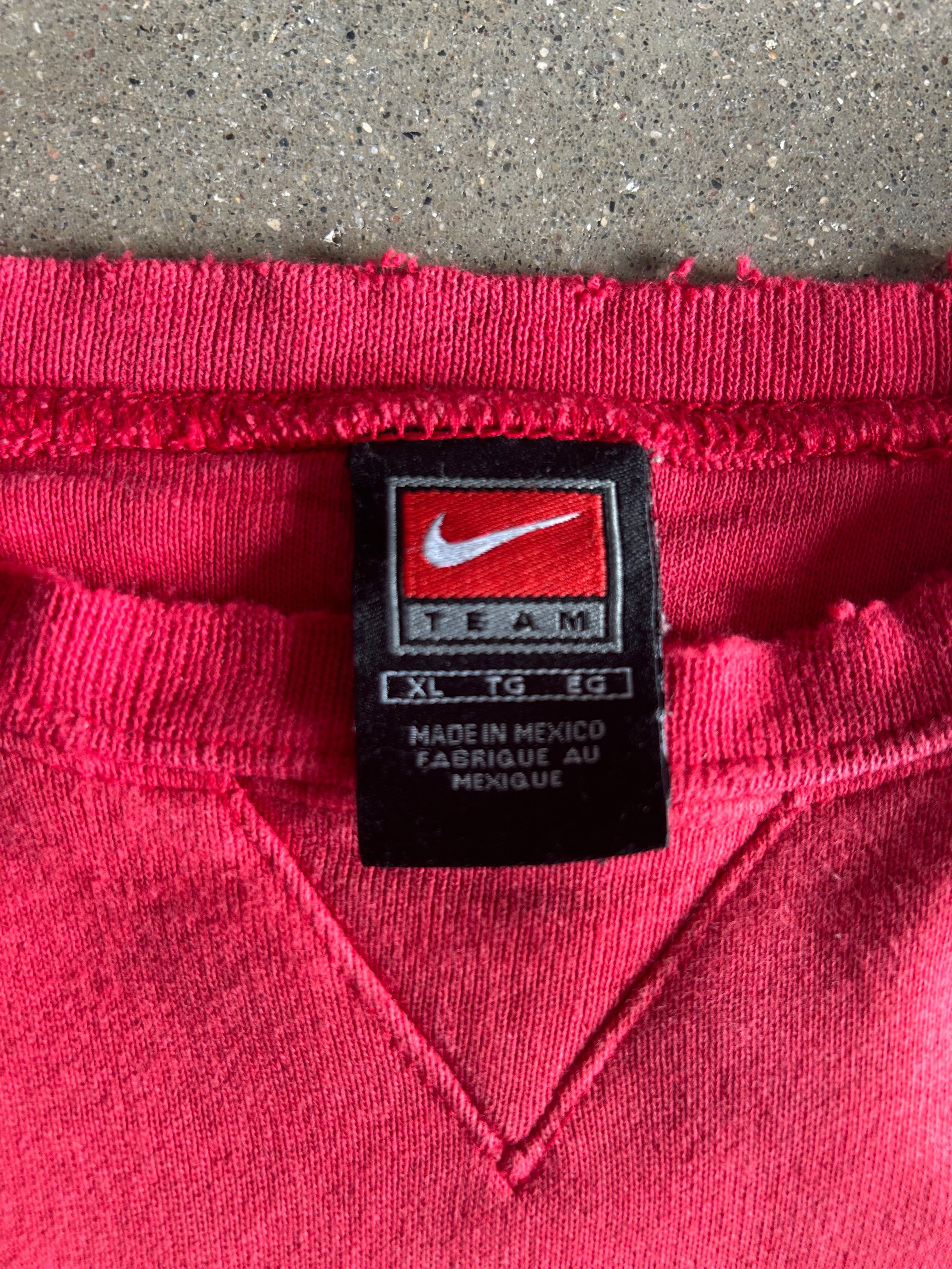 Vintage Red Nike Spellout Crew - XL