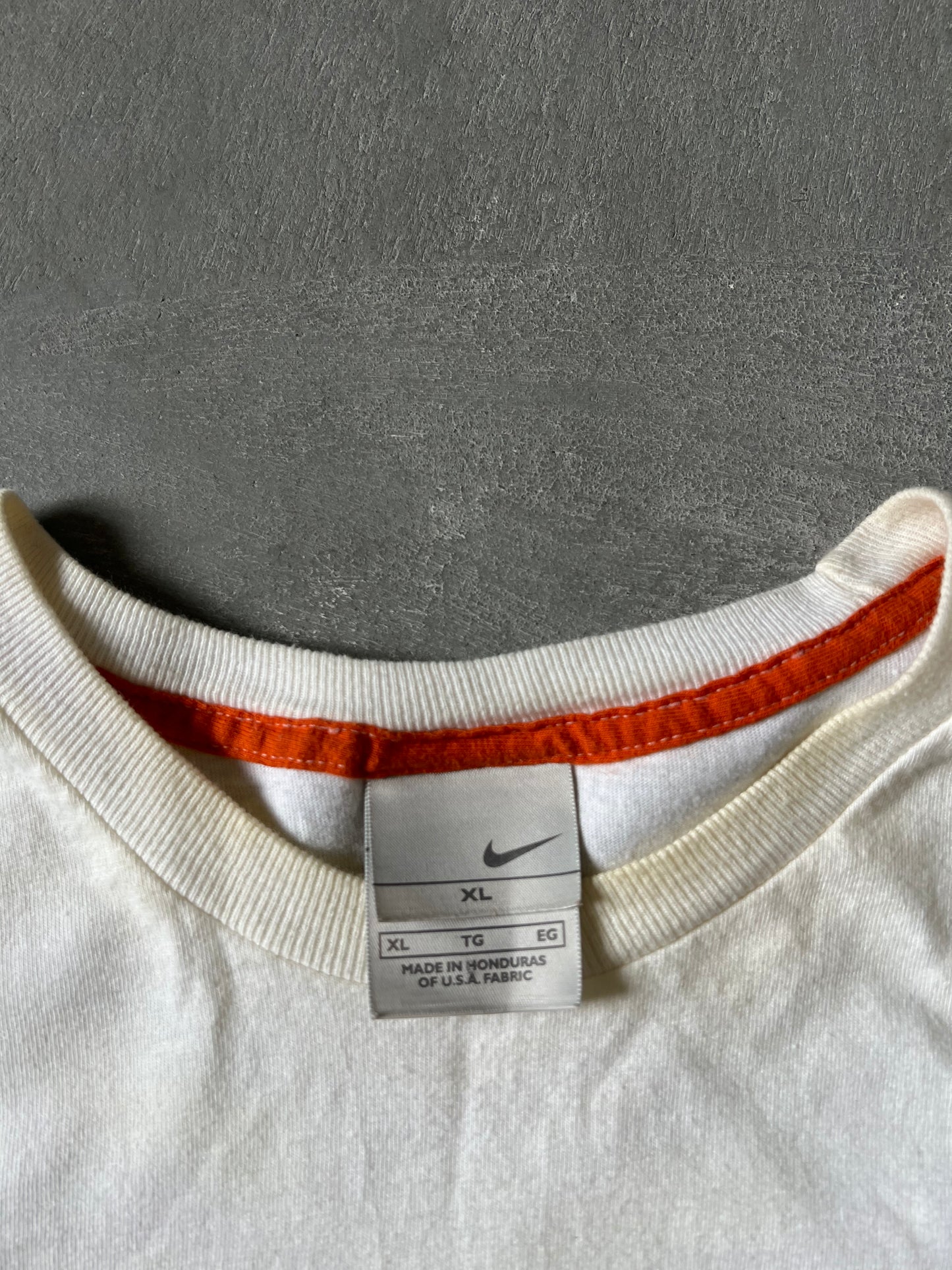 Vintage White Nike Spellout Shirt - XL