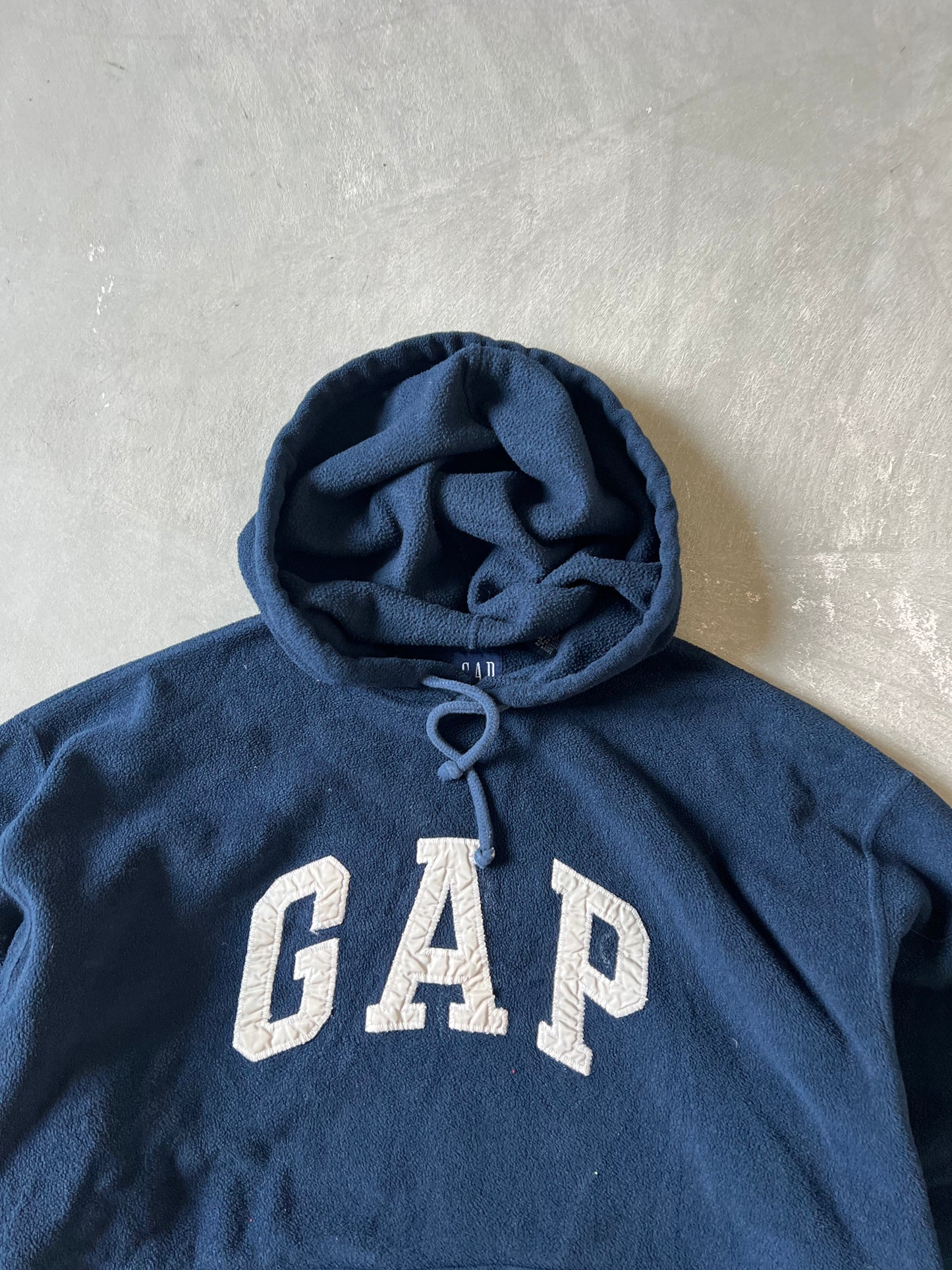 Vintage Navy Blue Gap Fleece Hoodie - L