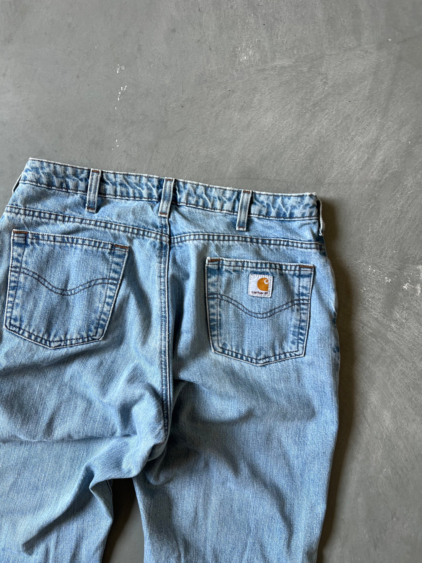 Vintage Faded Blue Carhartt Pants - 12x34