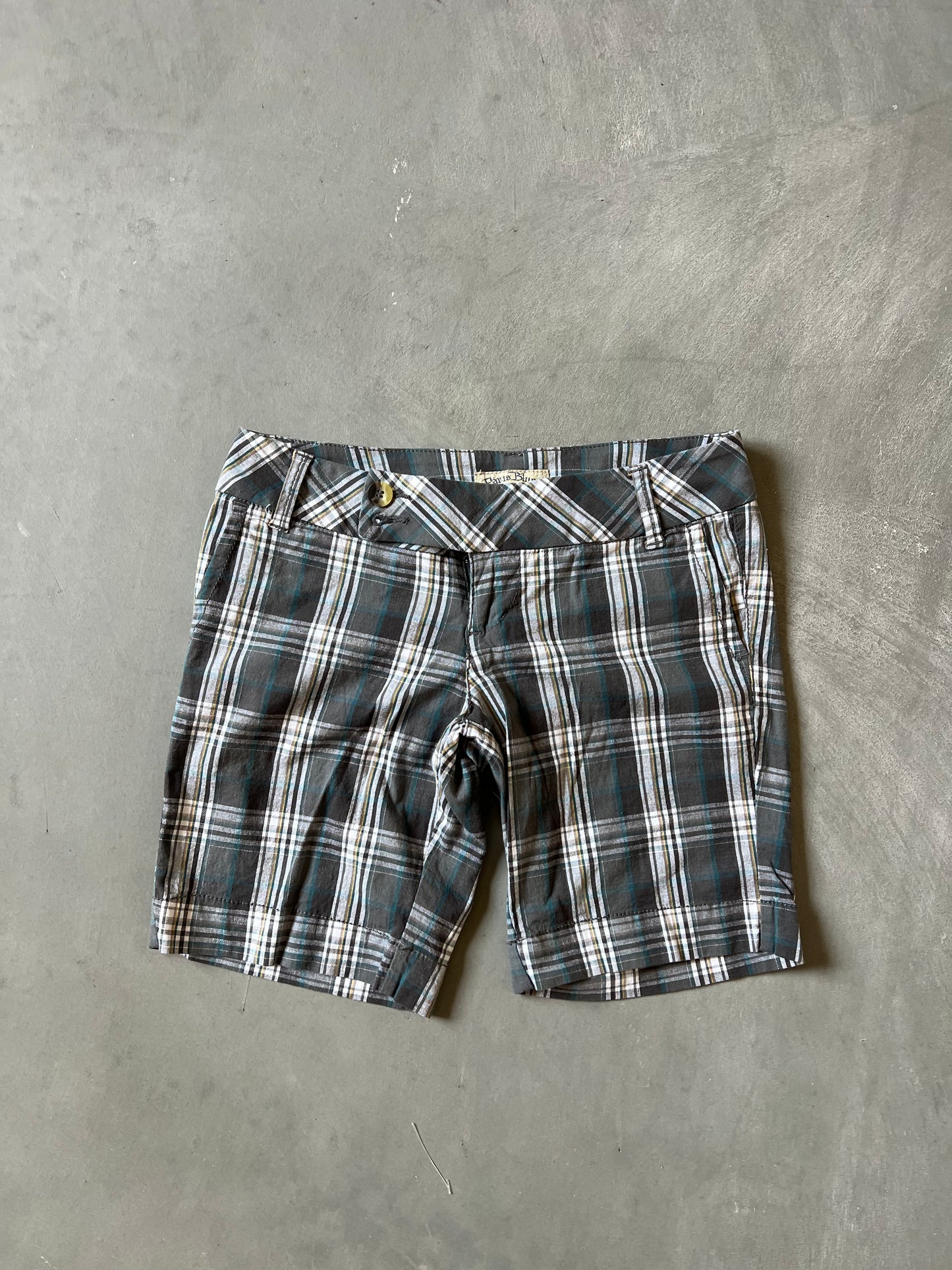 Vintage Plaid Paris Blues Y2k Shorts - 3
