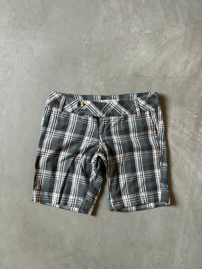 Vintage Plaid Paris Blues Y2k Shorts - 3