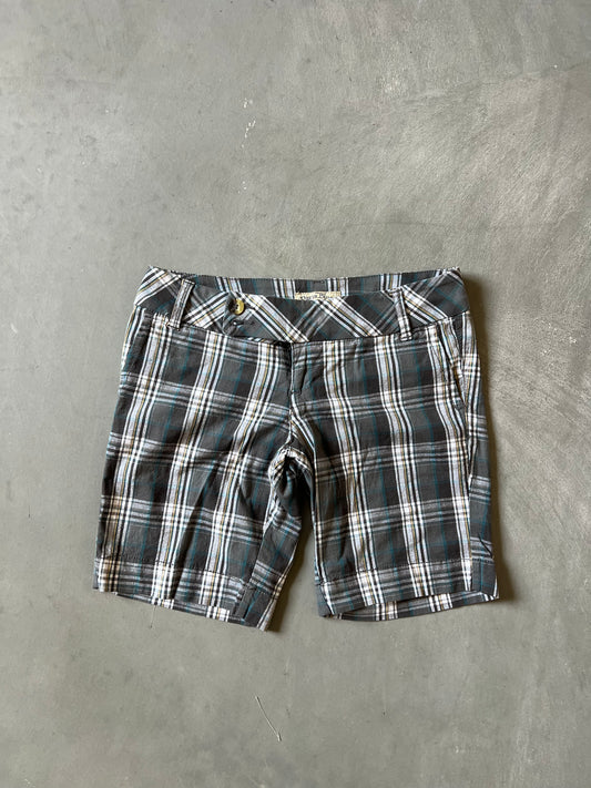Vintage Plaid Paris Blues Y2k Shorts - 3