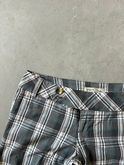 Vintage Plaid Paris Blues Y2k Shorts - 3