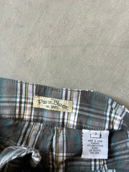 Vintage Plaid Paris Blues Y2k Shorts - 3