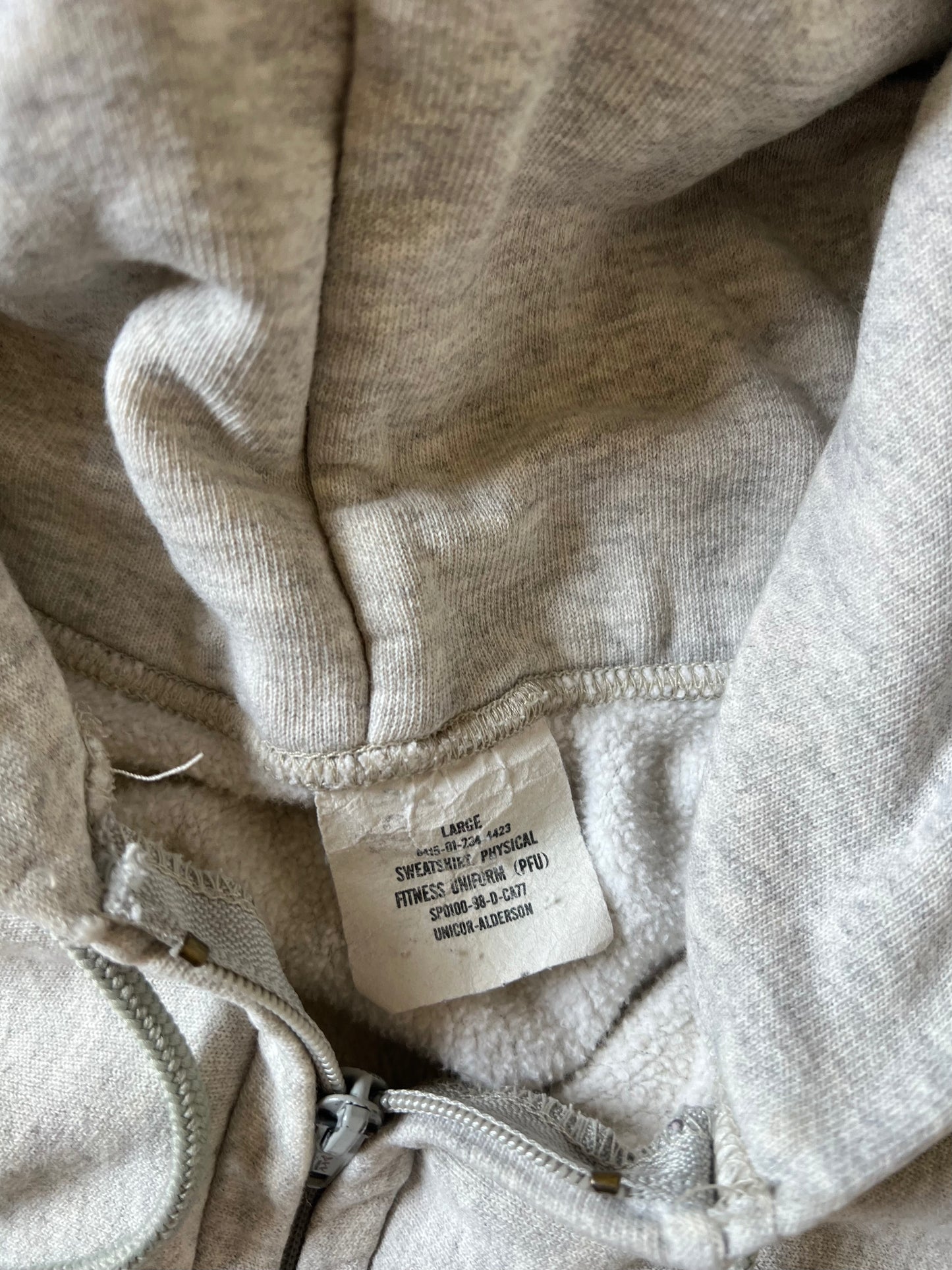 Vintage Army Spellout Zip Up Hoodie - L
