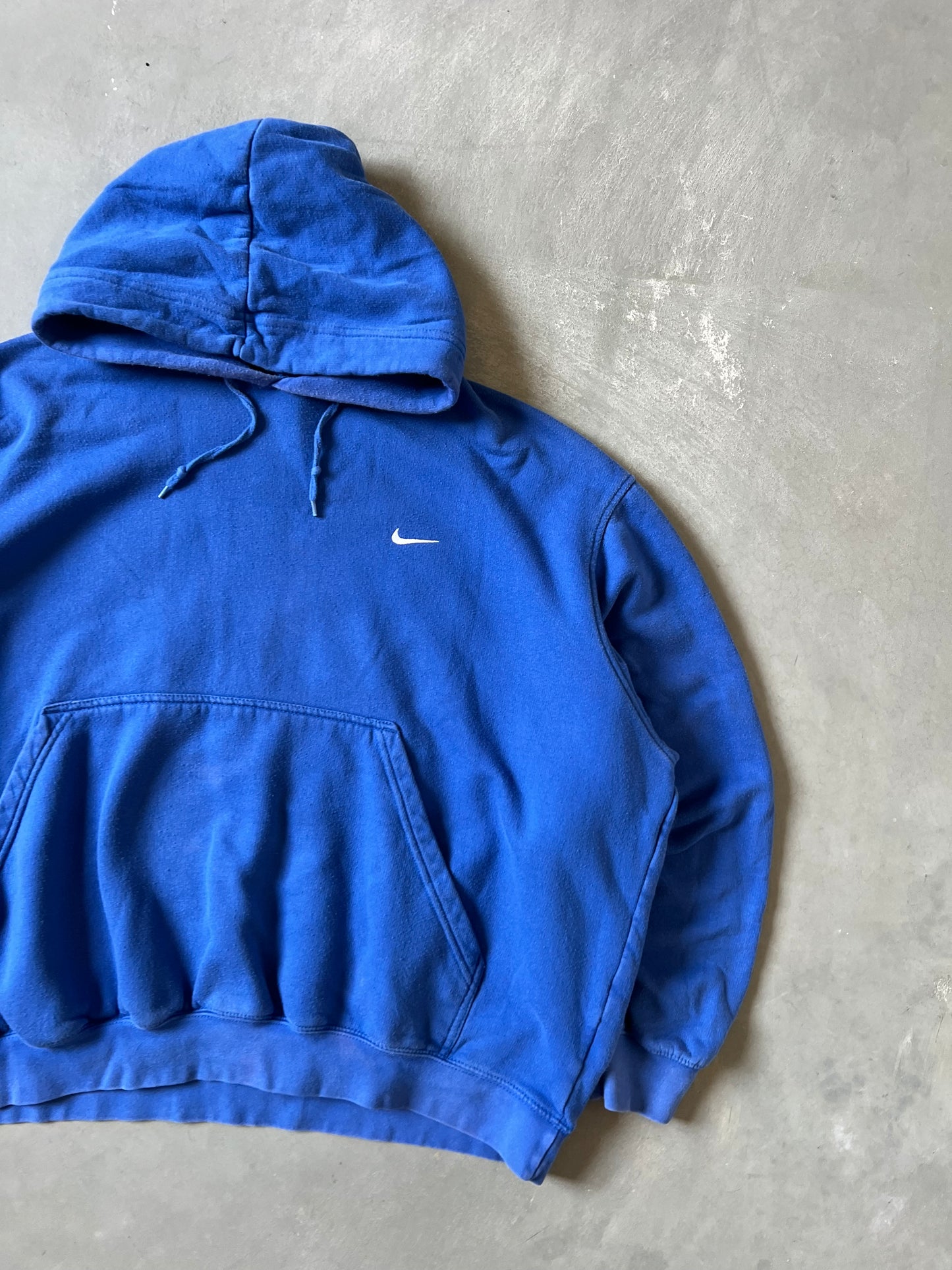 Vintage Blue Nike Swoosh Hoodie - L