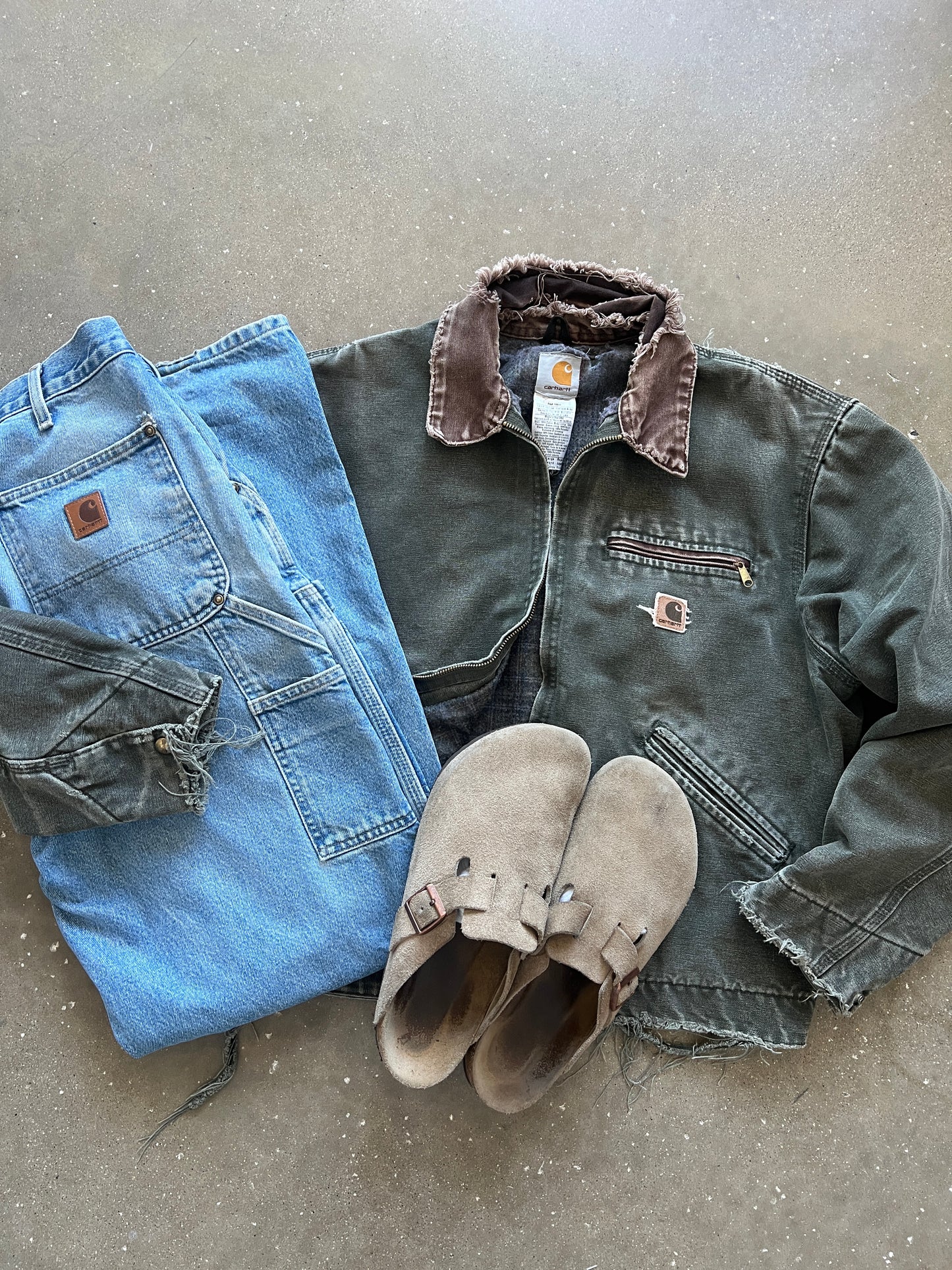 Vintage Faded Green Carhartt Detroit Jacket - L