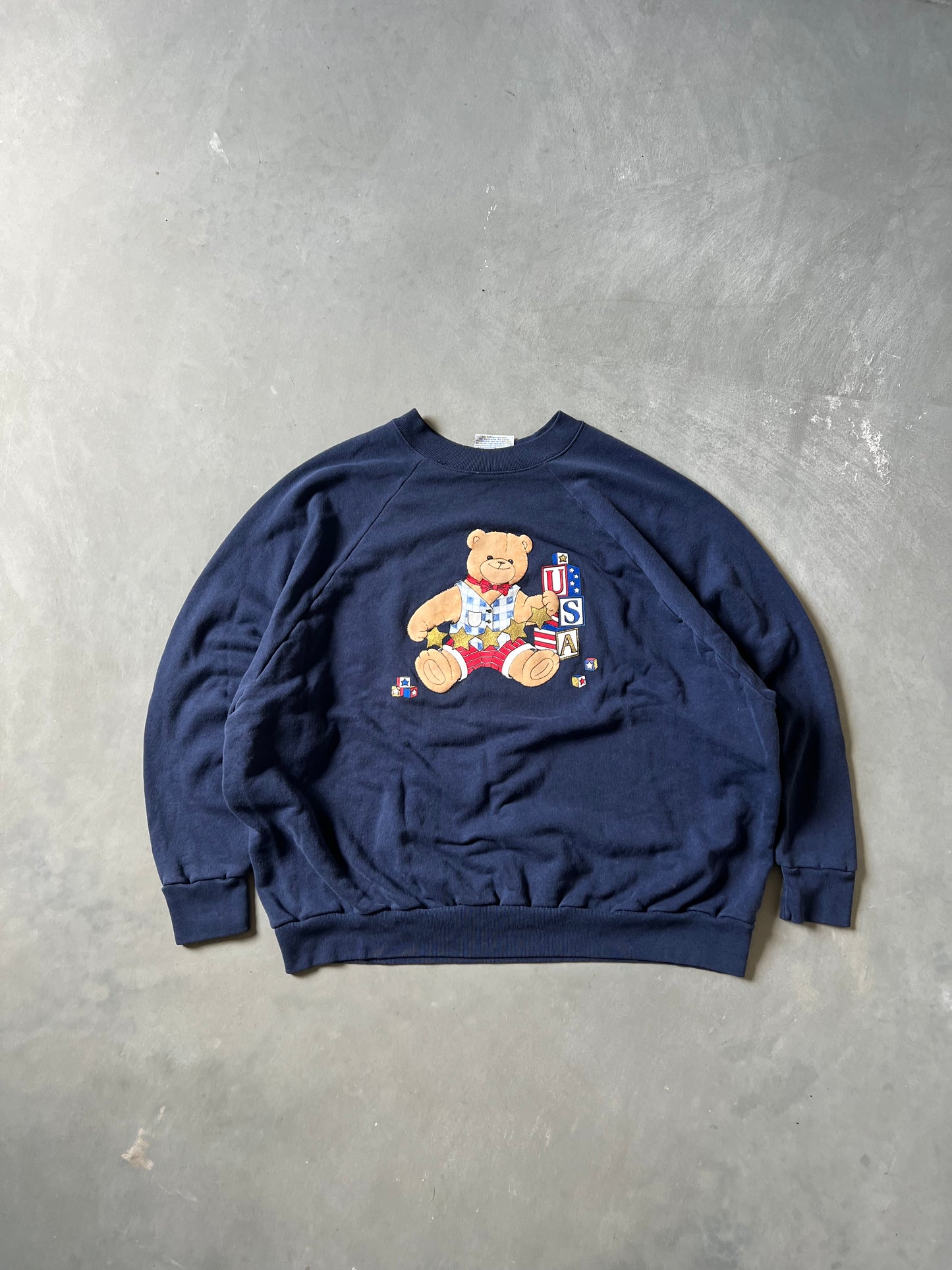 Vintage Navy Teddy Bear Crew - XXXL