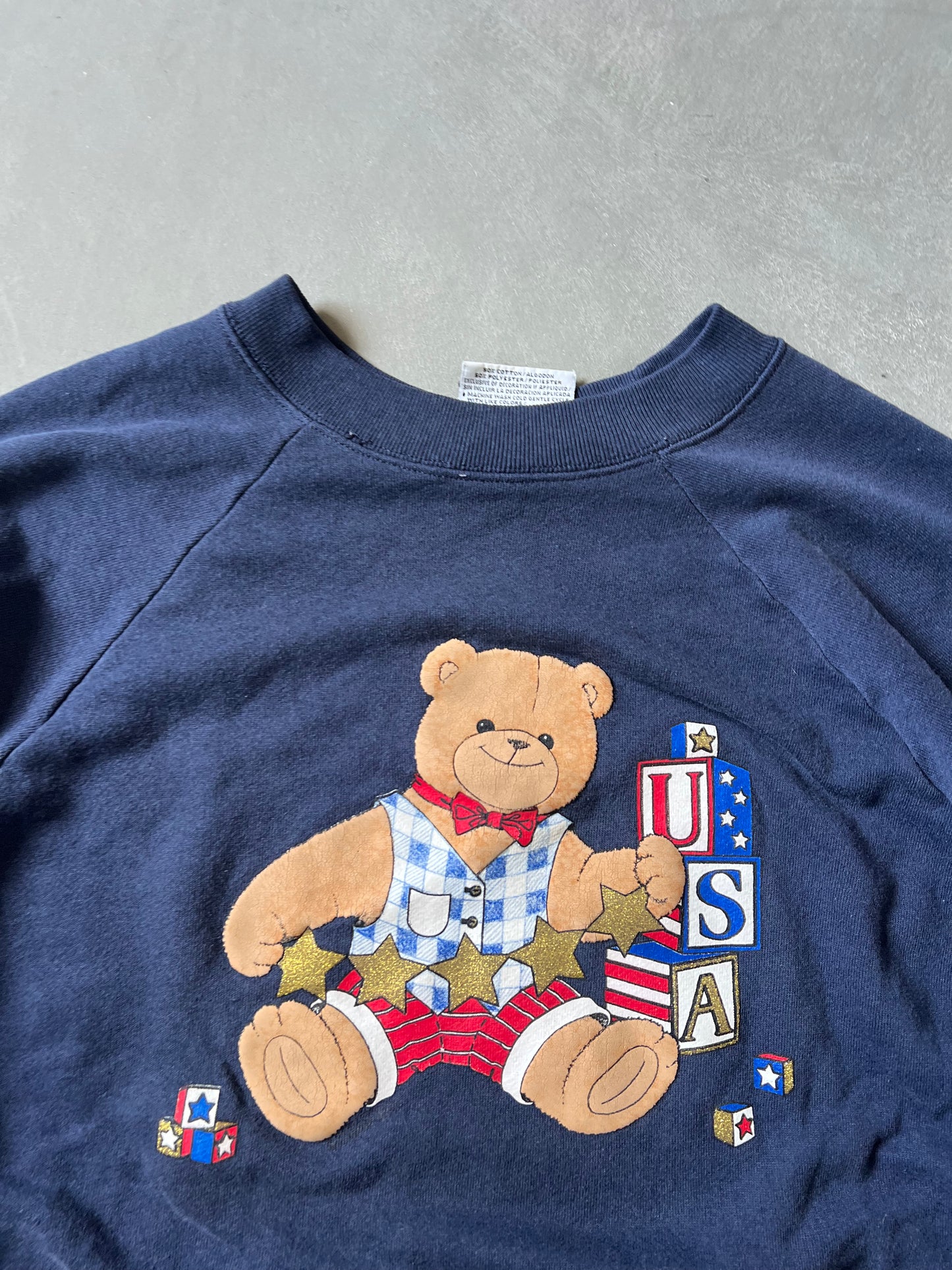 Vintage Navy Teddy Bear Crew - XXXL