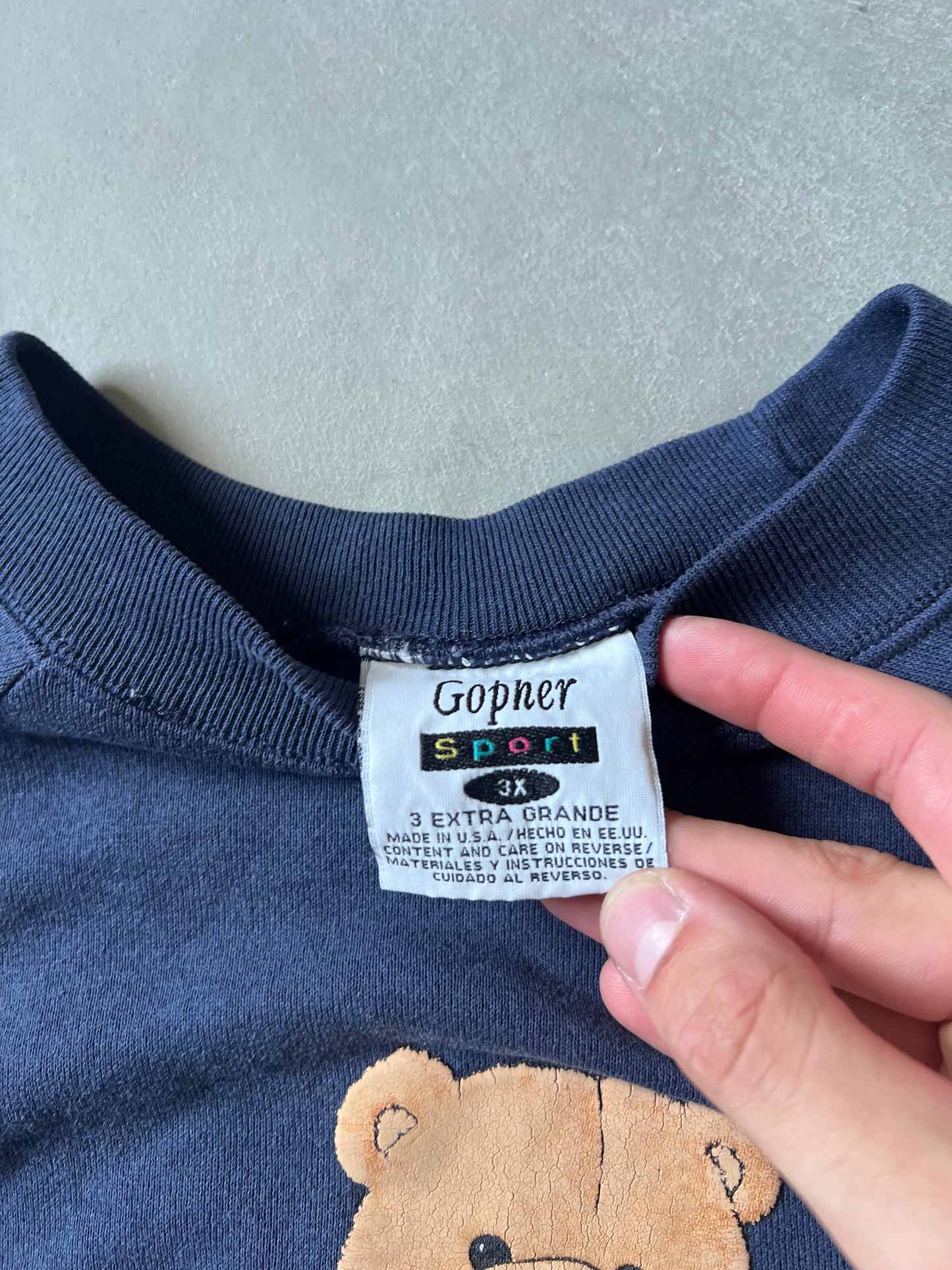 Vintage Navy Teddy Bear Crew - XXXL