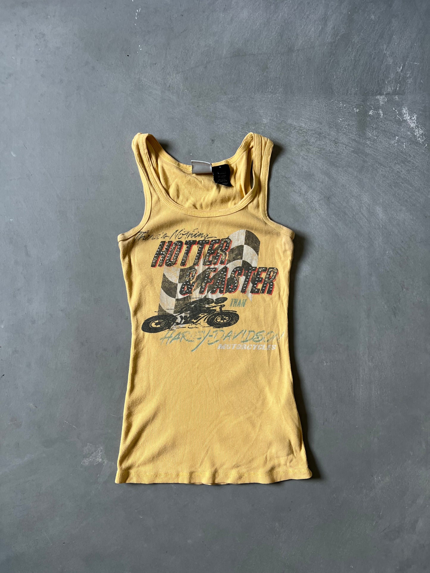 Vintage Yellow Harley Davidson Tank - S