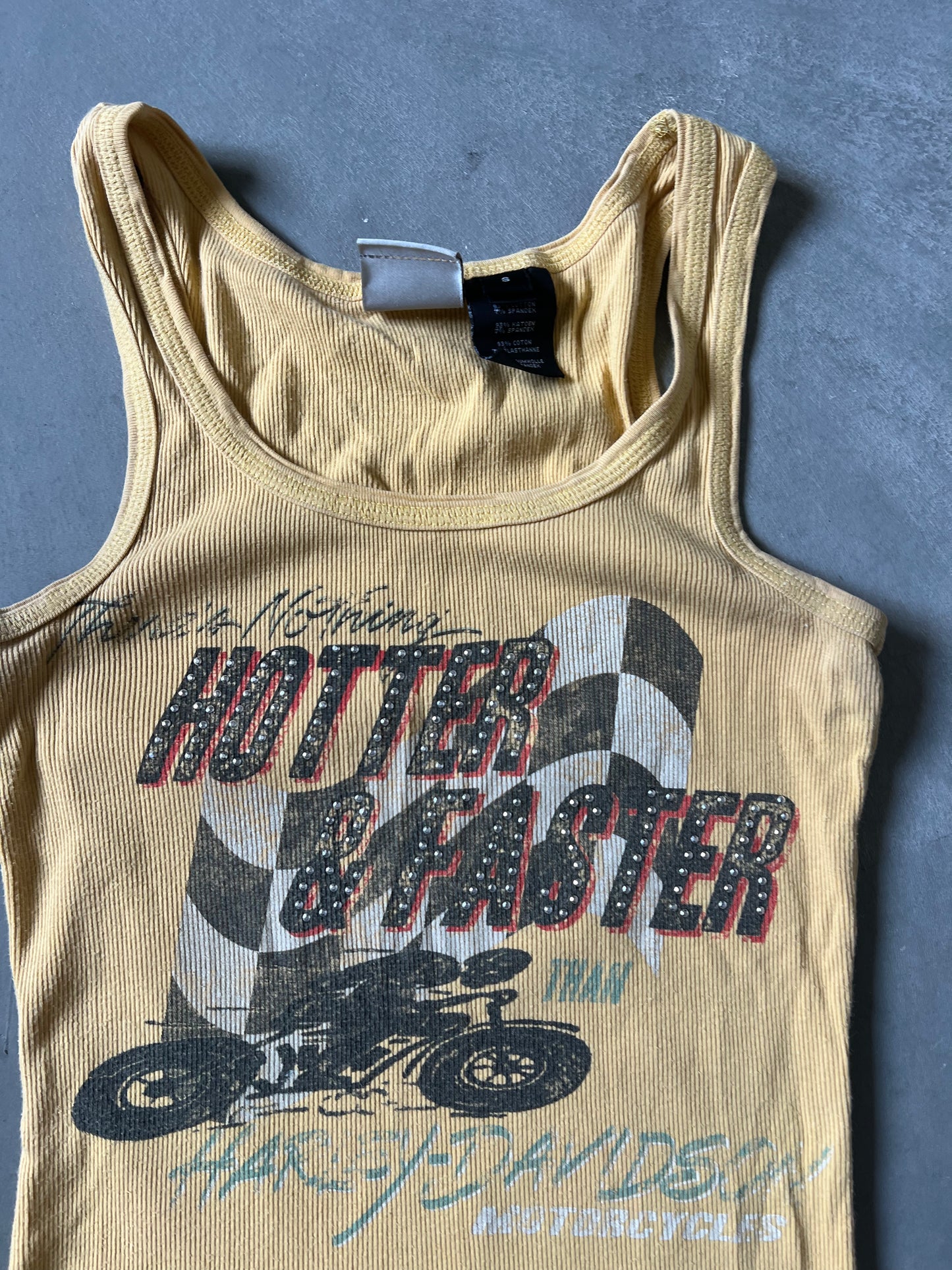 Vintage Yellow Harley Davidson Tank - S