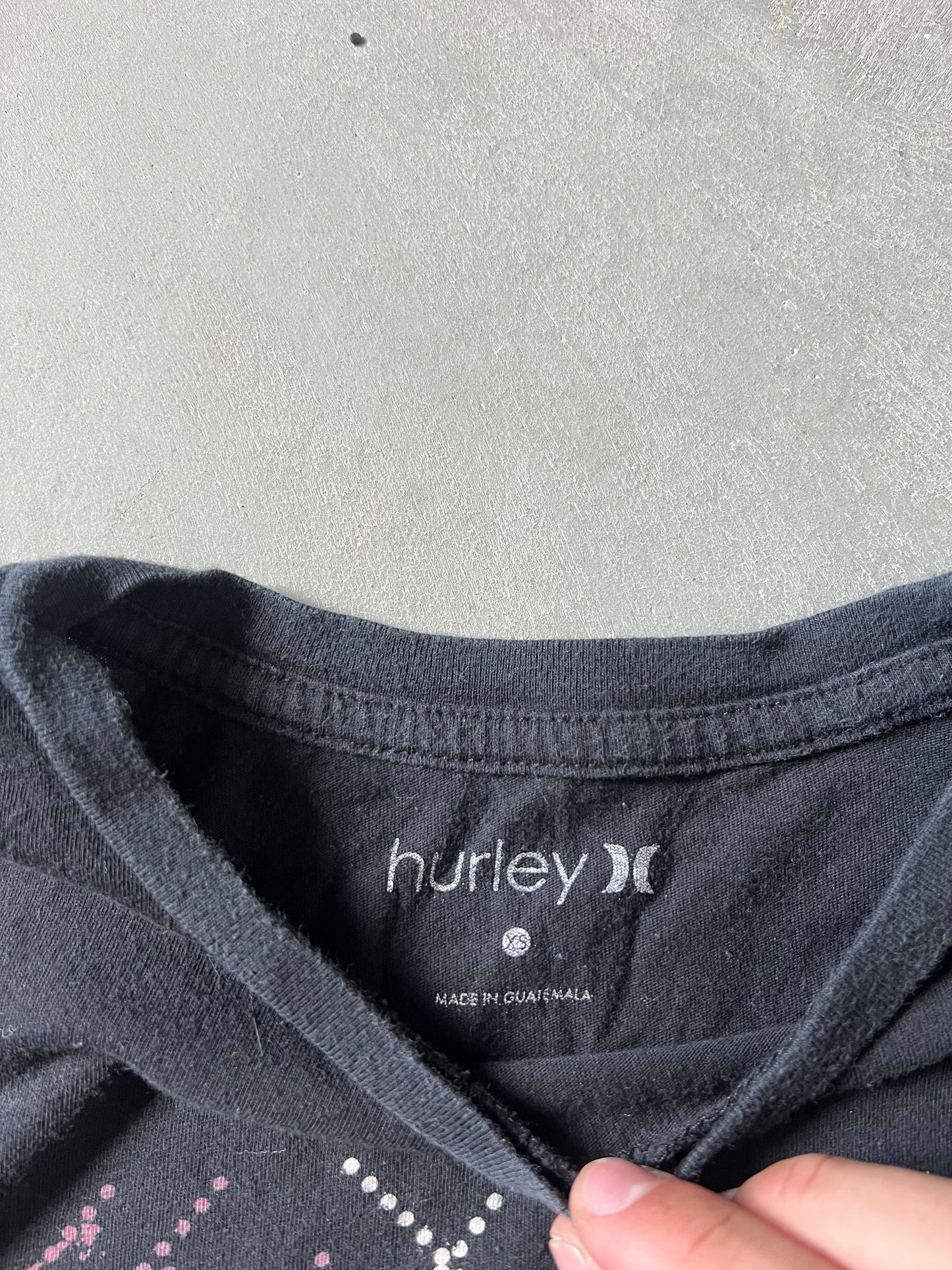 Vinatge Black Hurley Baby Tee - XS