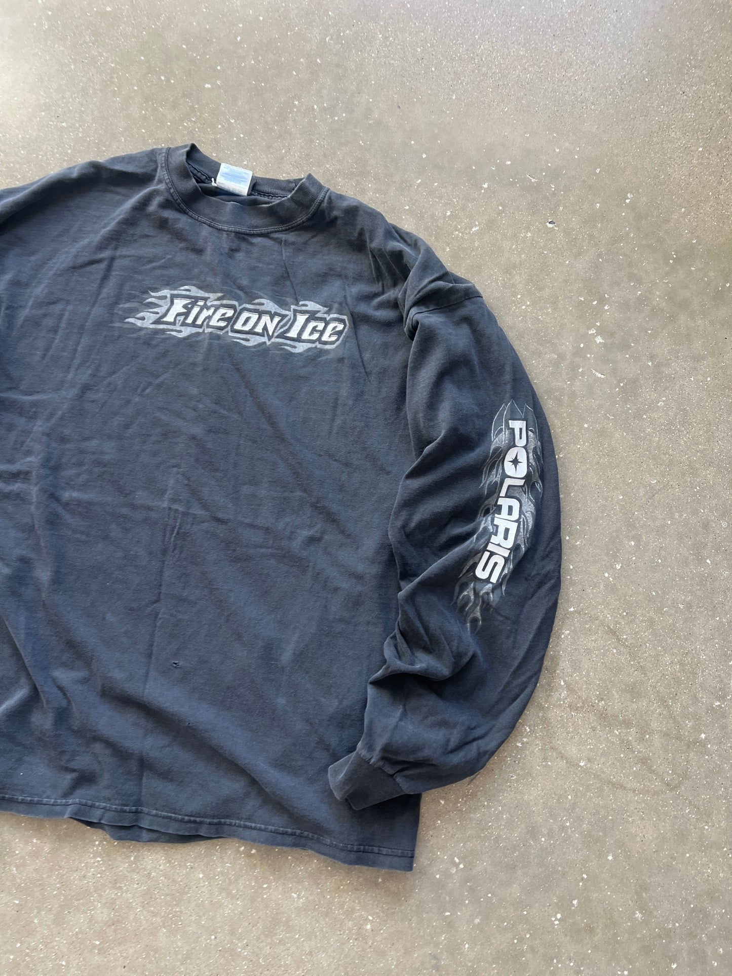 Vintage Faded Black Fire On Ice Shirt - XXL