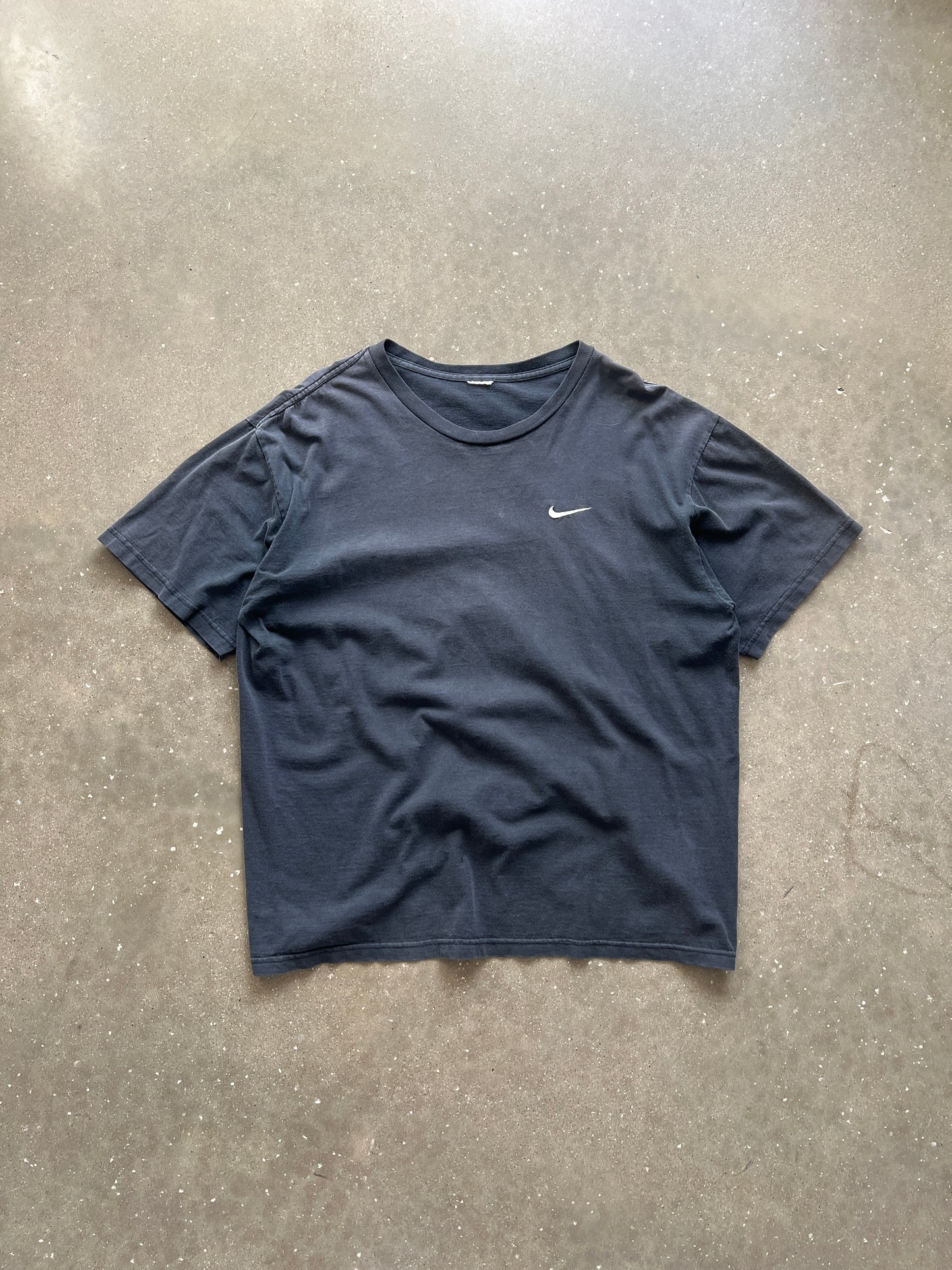 Vintage Faded Black Nike Swoosh Shirt - XL