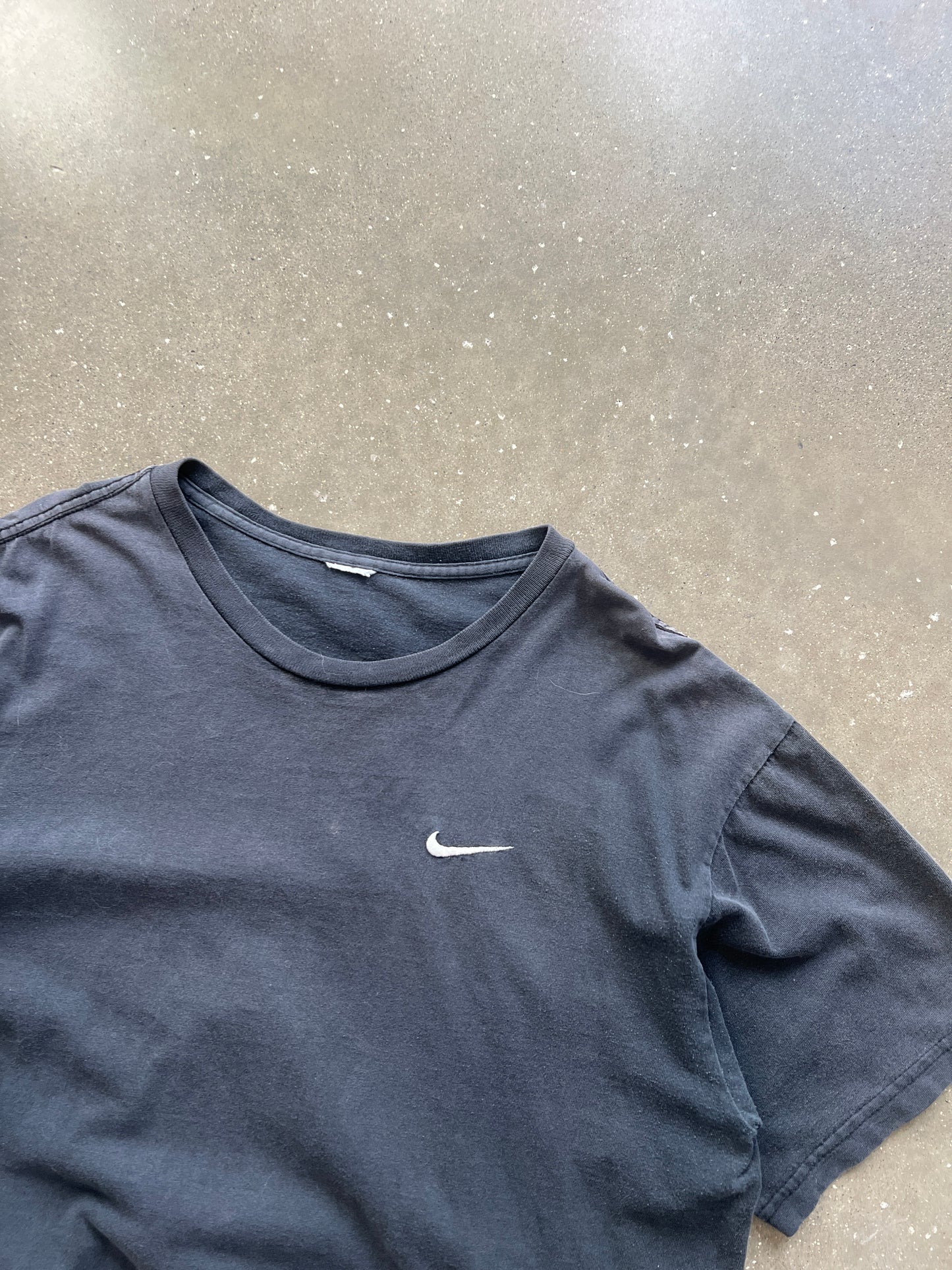 Vintage Faded Black Nike Swoosh Shirt - XL