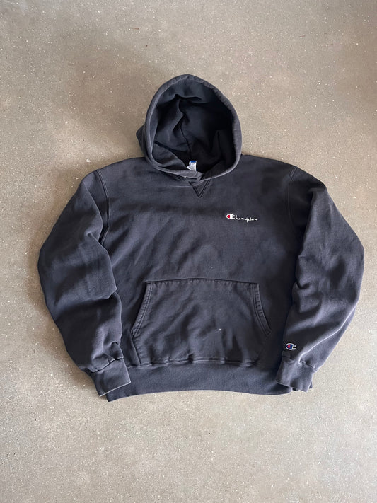 Vintage Faded Black Champion Hoodie -