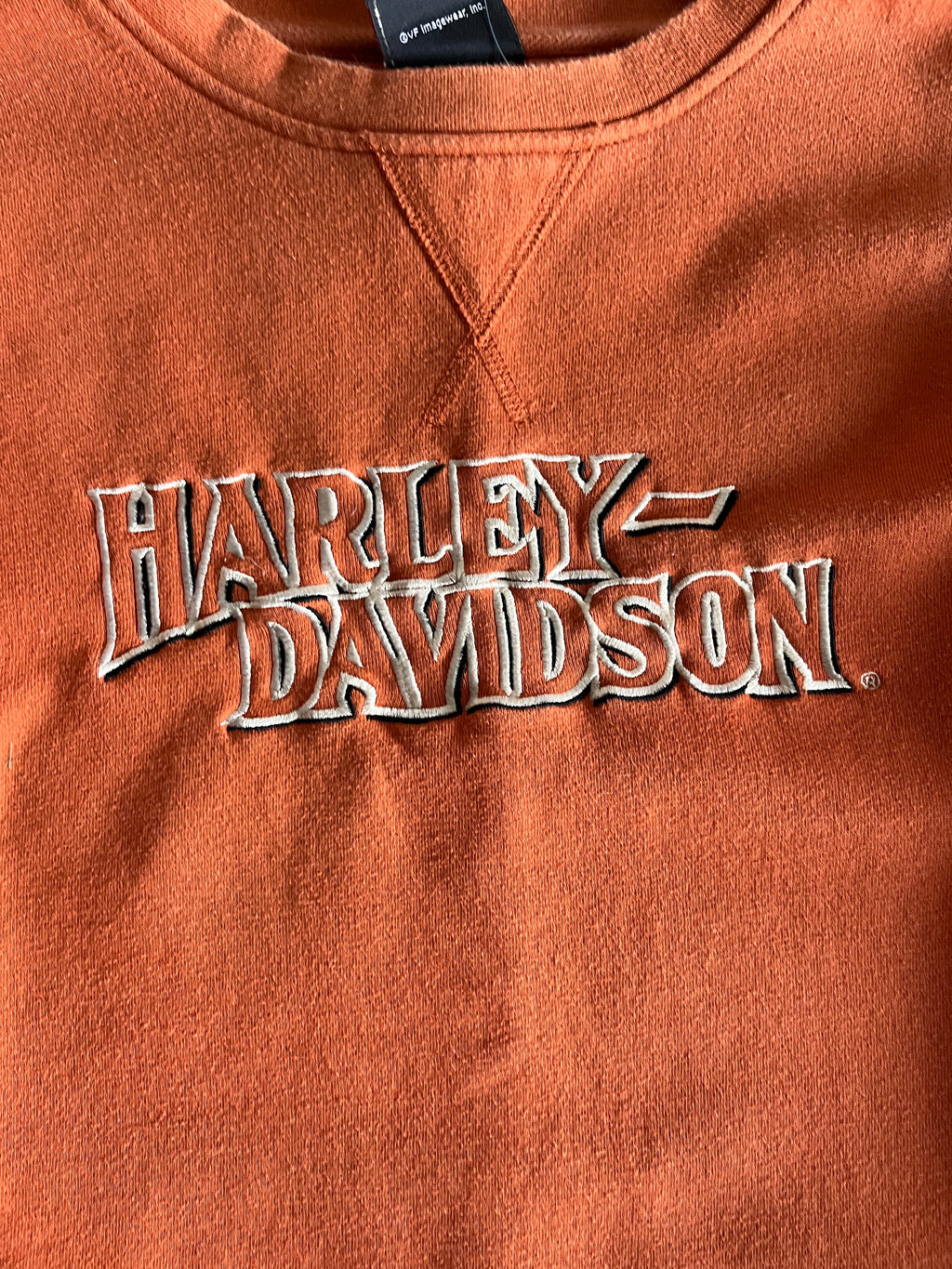 Vintage Orange Harley Davidson Crew - L