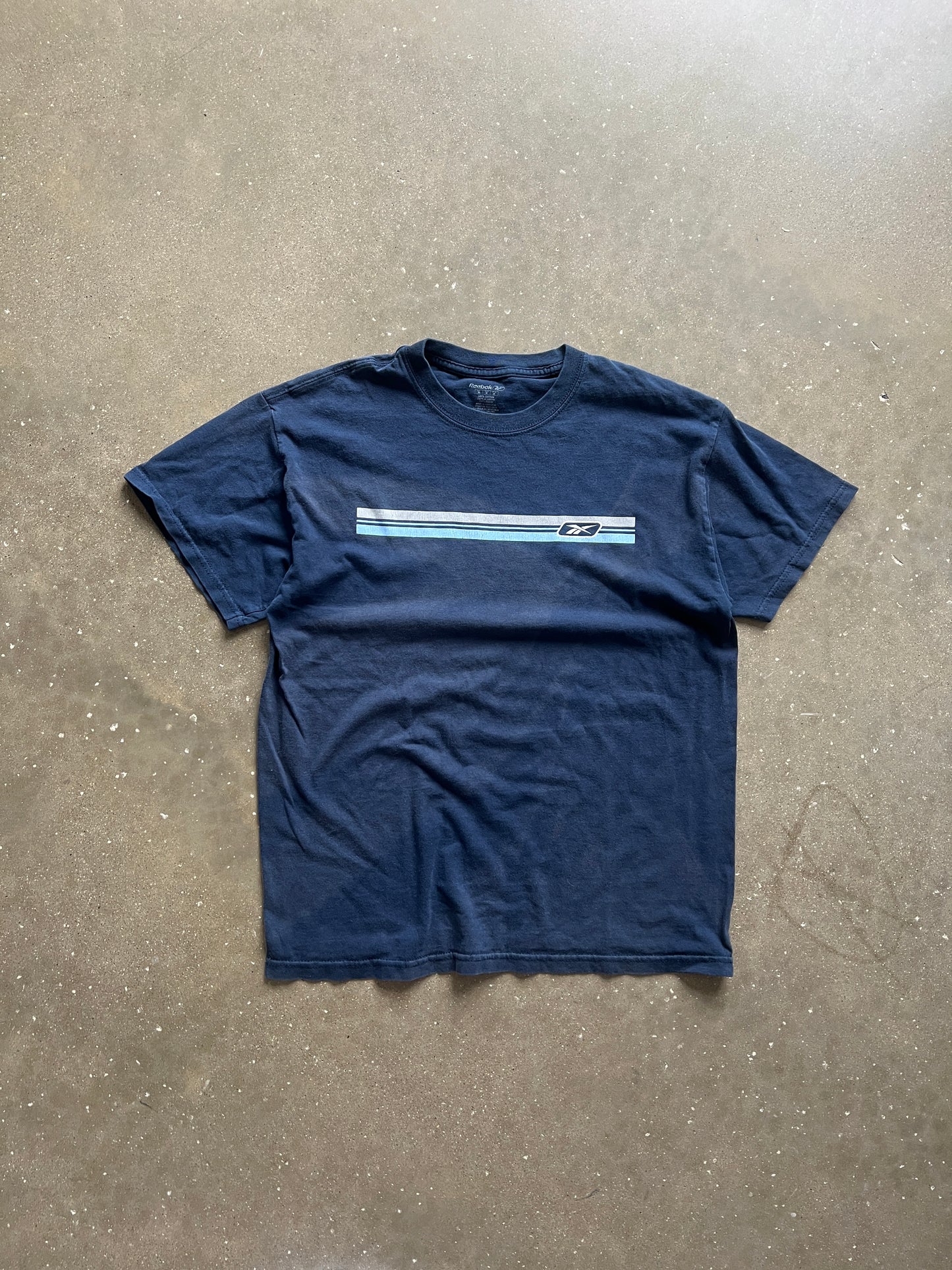 Vintage Navy Blue Reebok Spellout Shirt - M