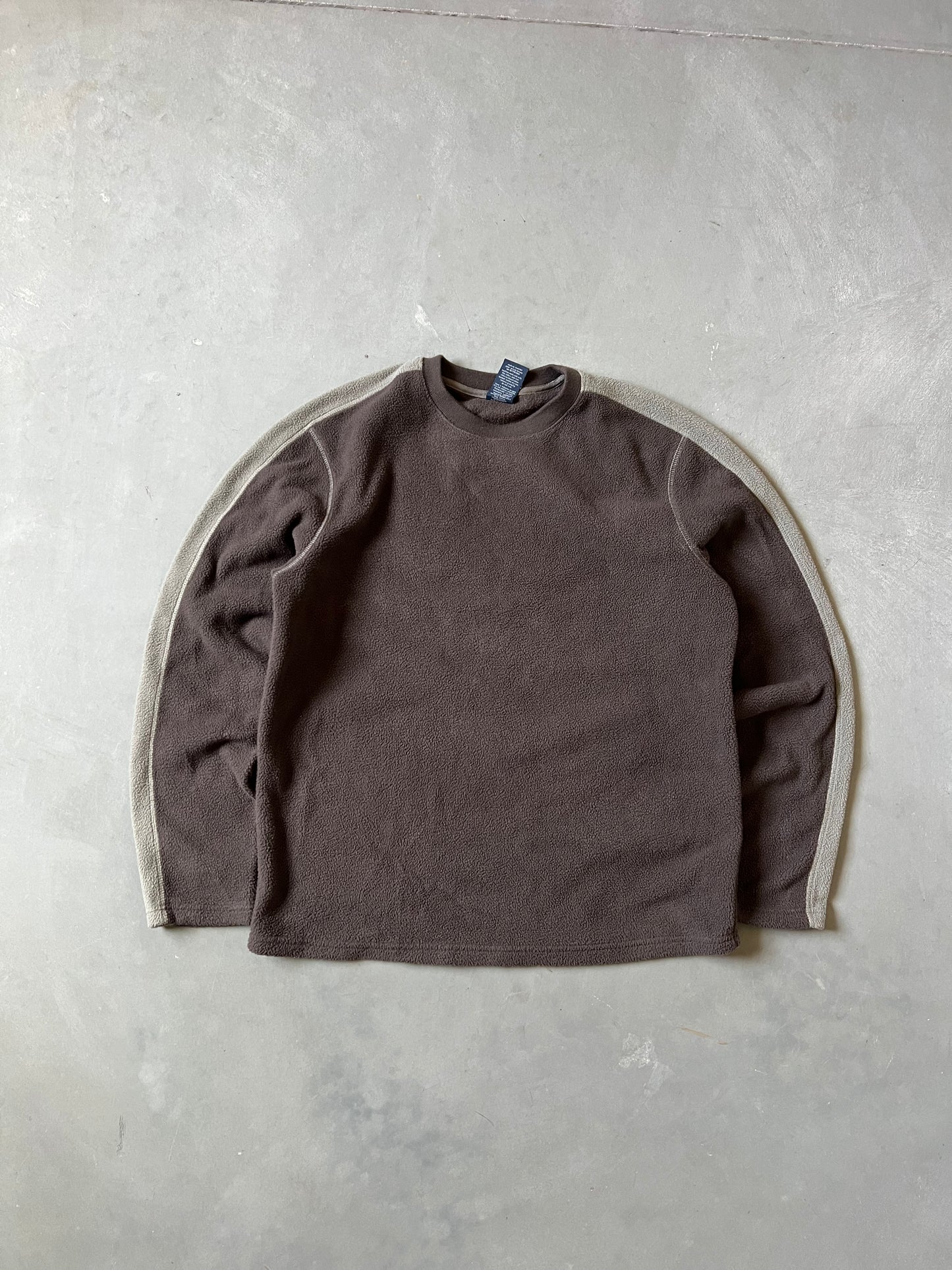 Vintage Brown Stripped Fleece Sweater - M