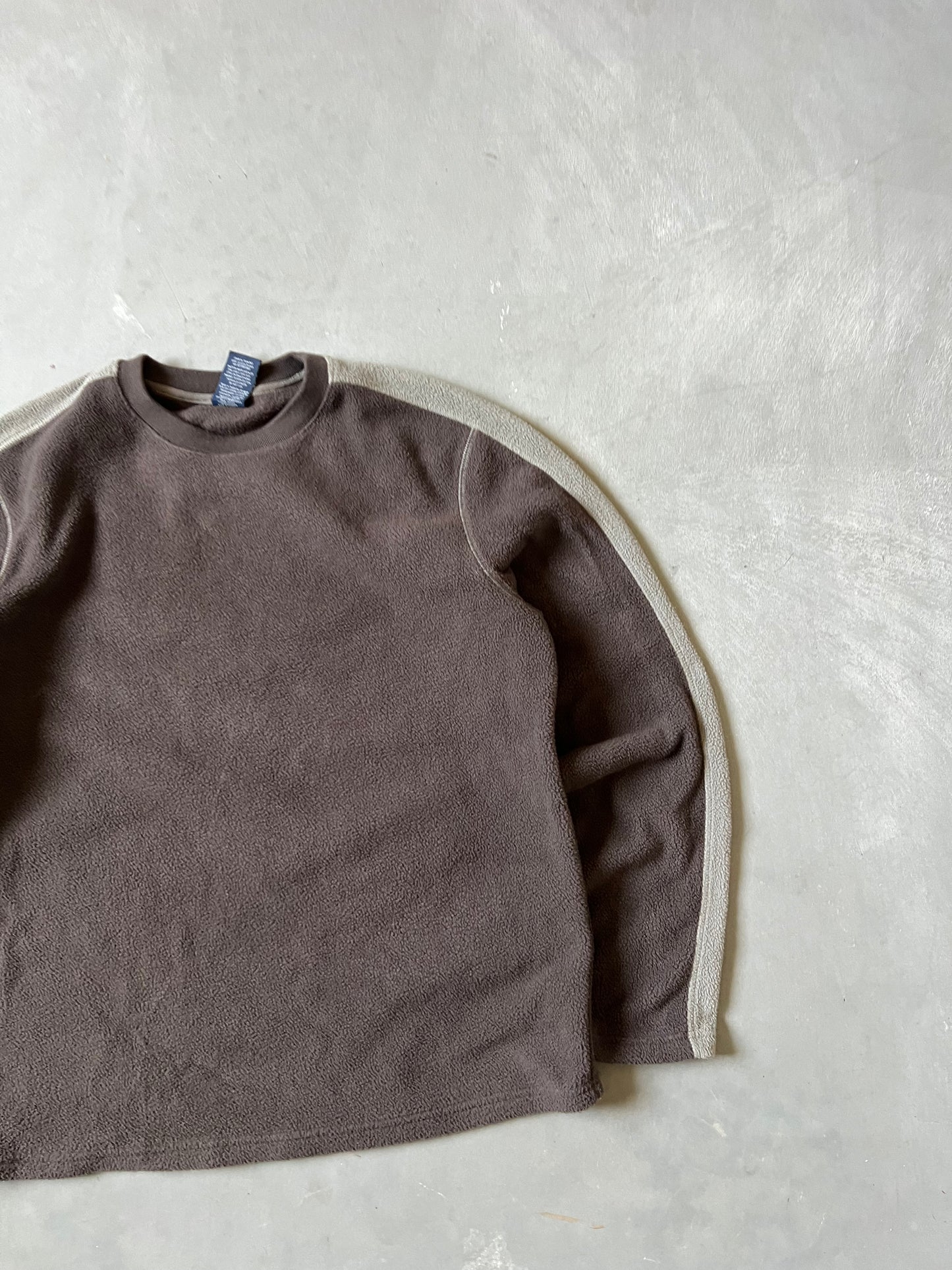 Vintage Brown Stripped Fleece Sweater - M