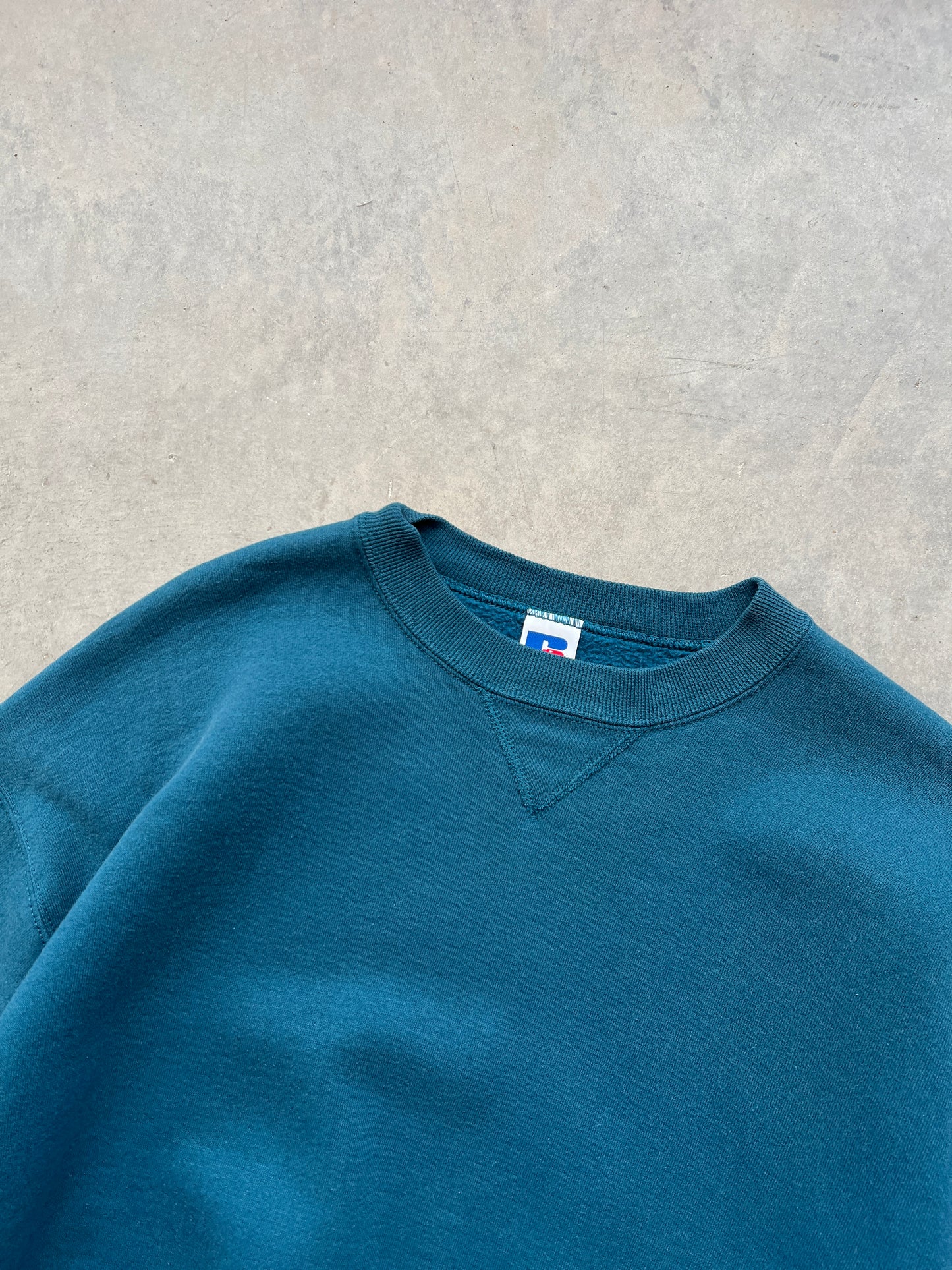 Vintage Aqua Blue Russell Crew - L/XL