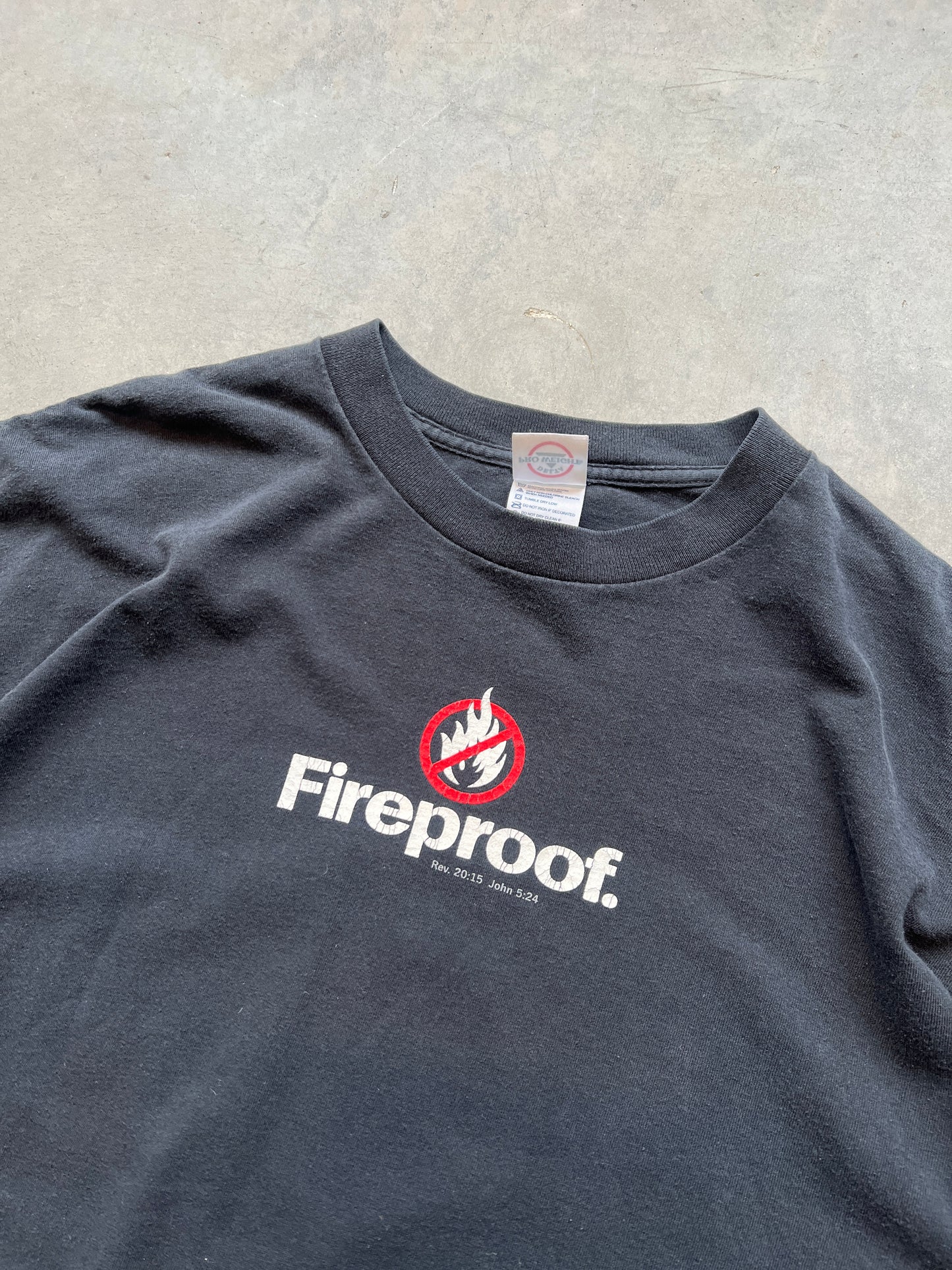 Vintage Black Fire Proof Graphic Shirt - XL