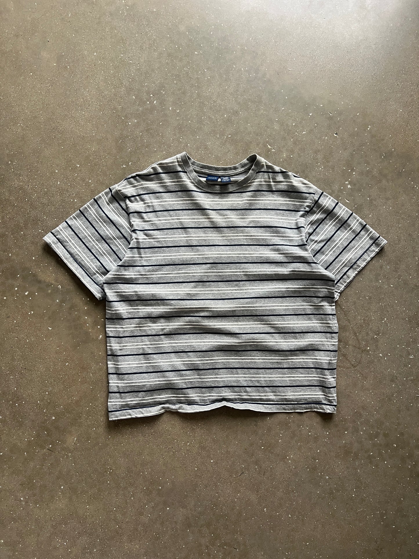 Vintage Grey Basic Editions Stripped Shirt - XL