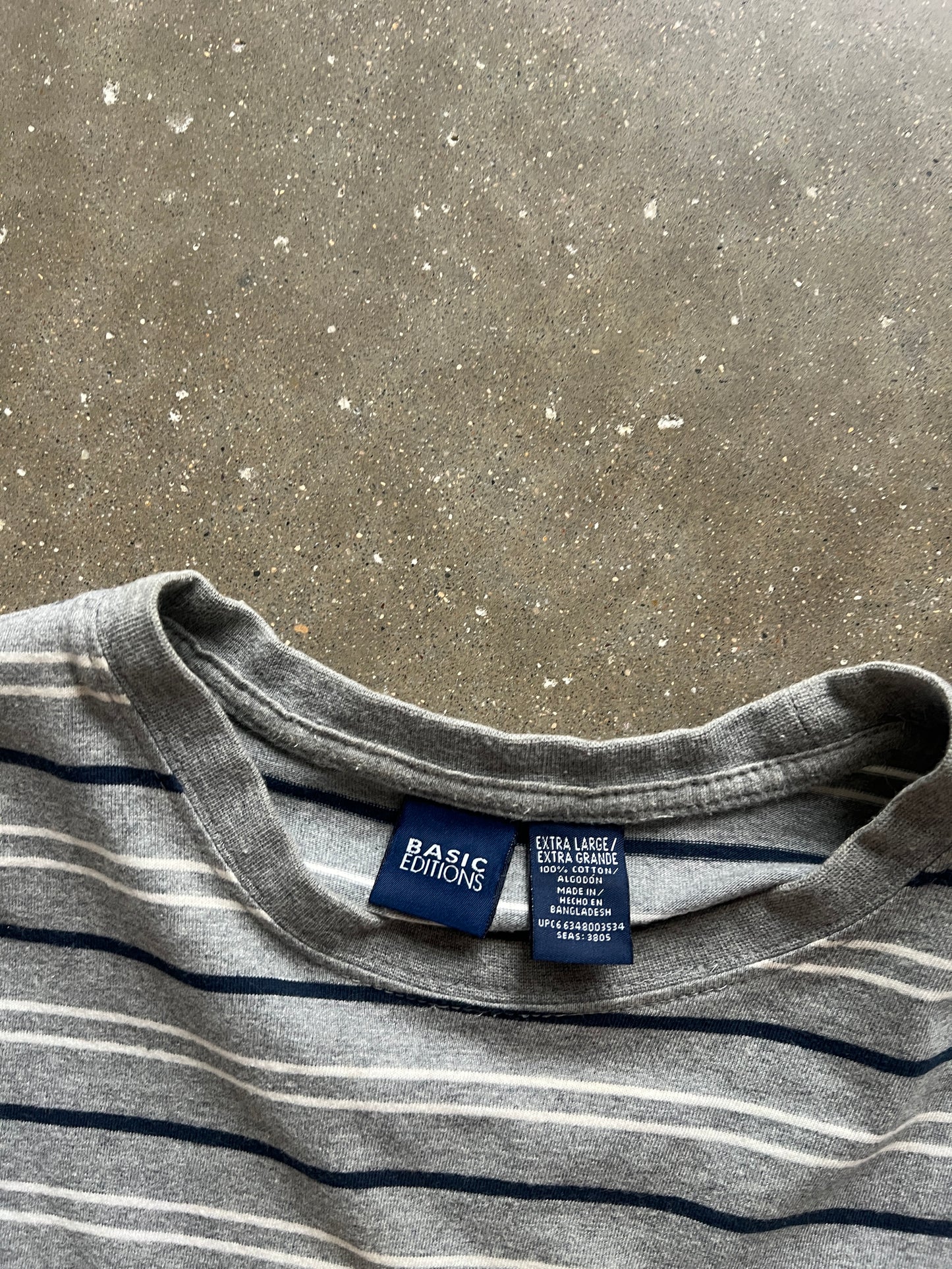 Vintage Grey Basic Editions Stripped Shirt - XL